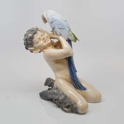 Vintage 1951 Royal Copenhagen Faun/Satyr and Parrot Figurine