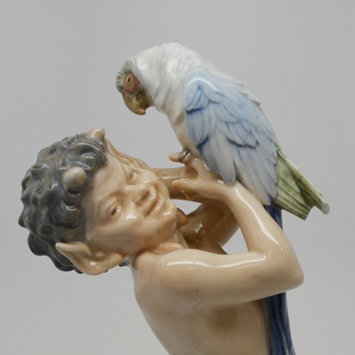 Vintage 1951 Royal Copenhagen Faun/Satyr and Parrot Figurine