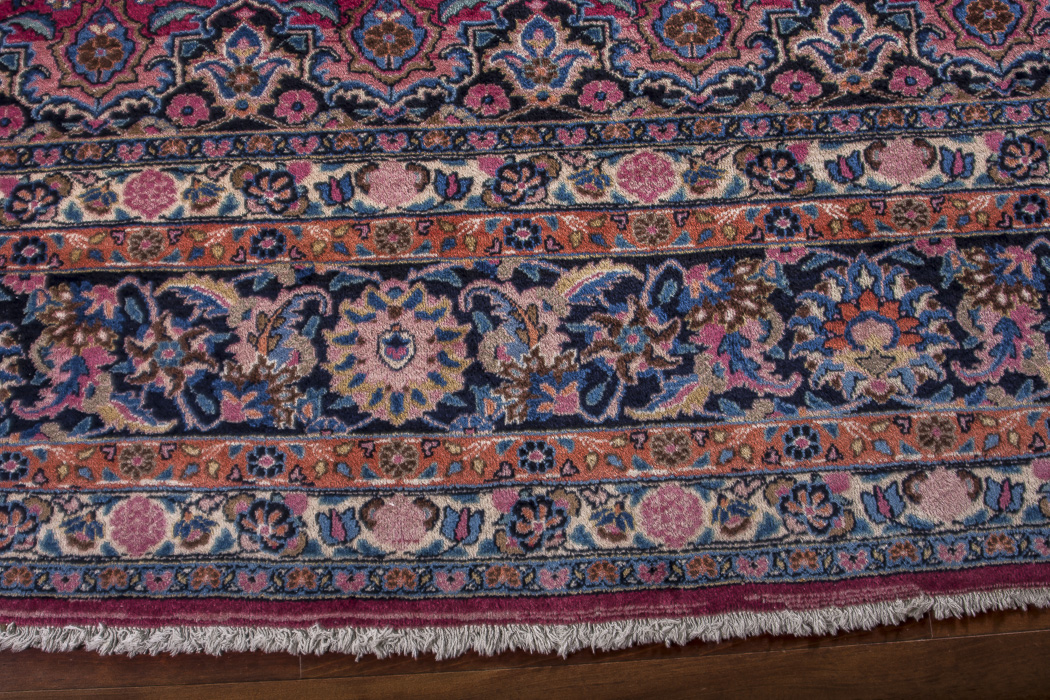 Red and Navy Kashan Area Rug