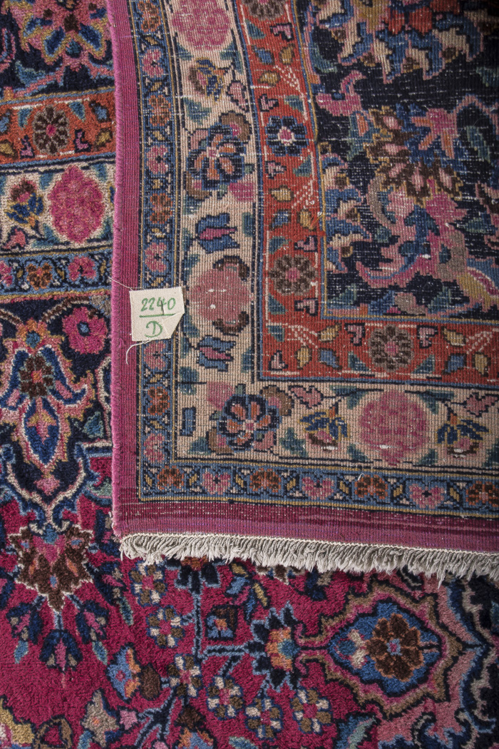 Red and Navy Kashan Area Rug
