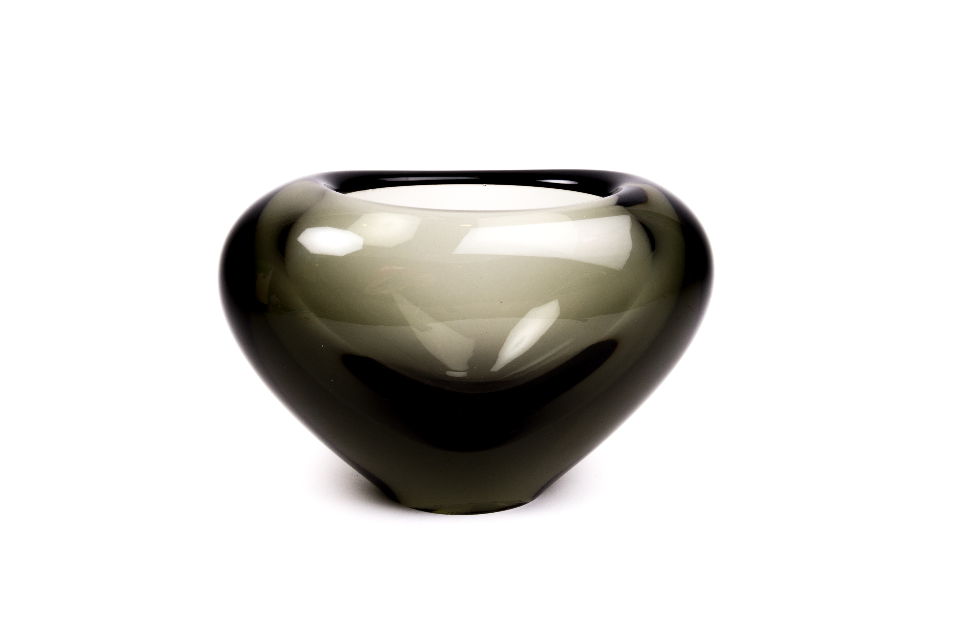 Signed Holmegaard Smoke Glass Heart Vase