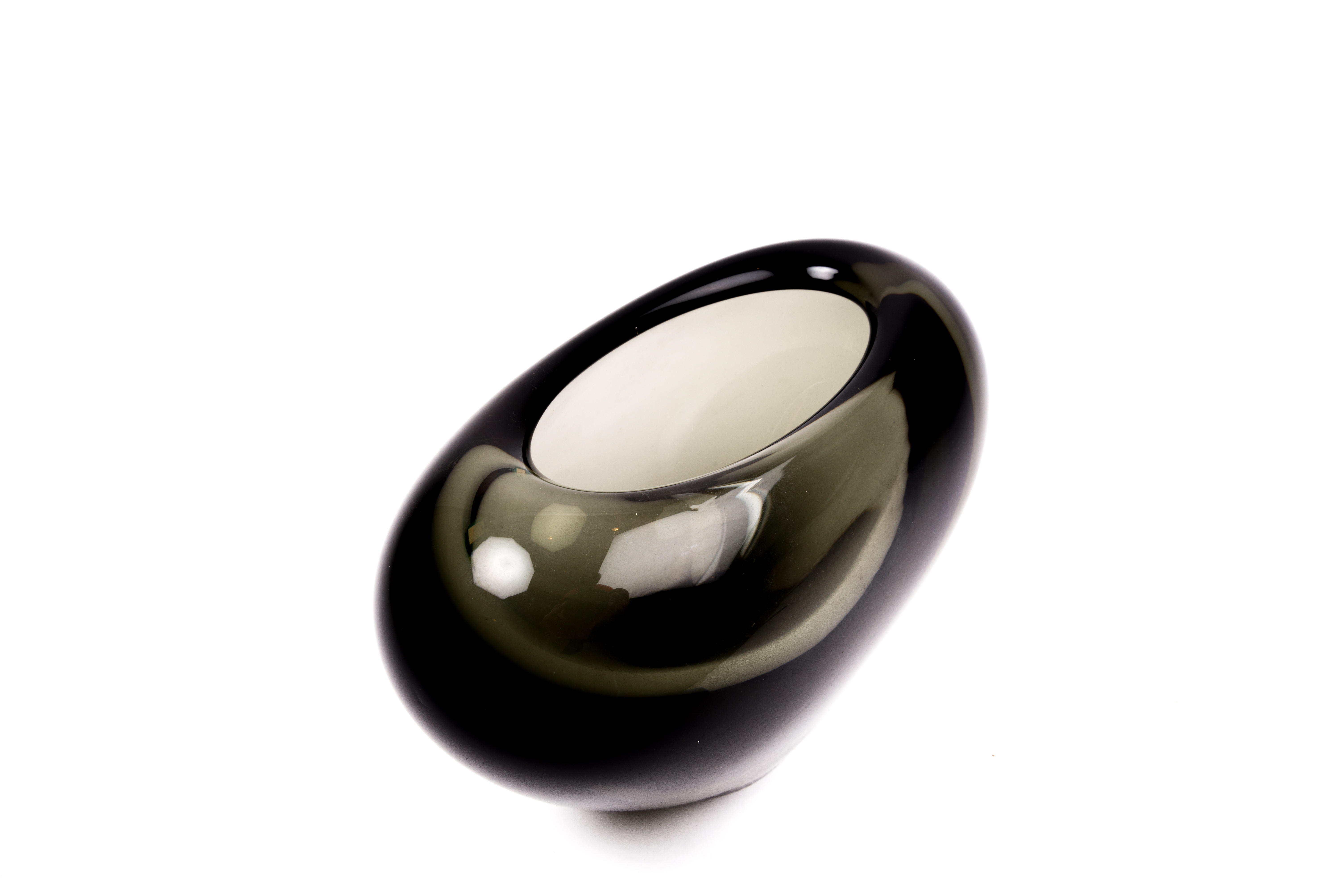 Signed Holmegaard Smoke Glass Heart Vase