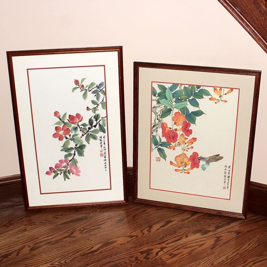 Chinese Original Floral Watercolors