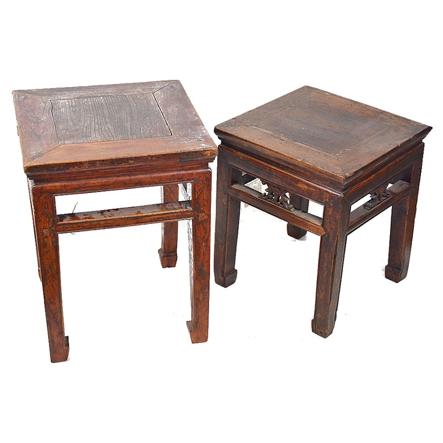 Antique Chinese Oak Side Tables