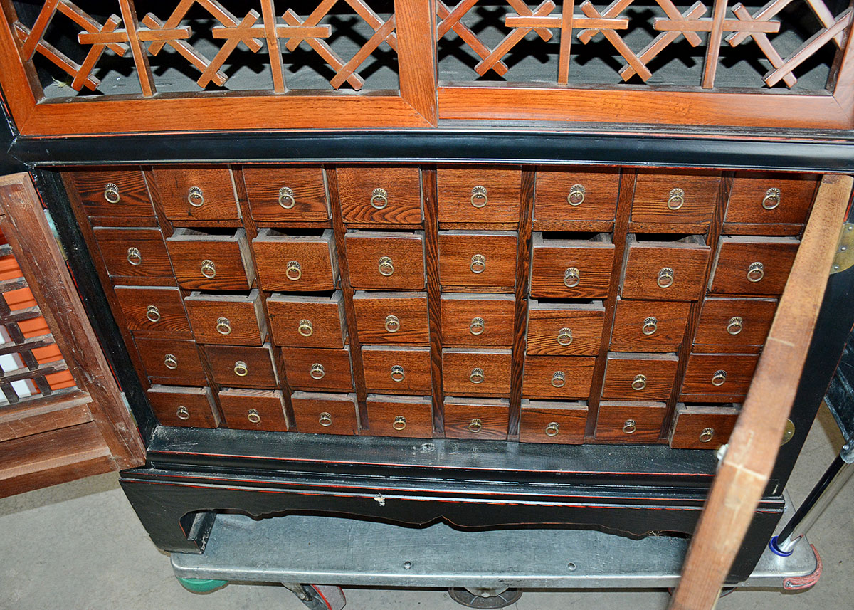 Oak Chinese Apothecary Cabinet