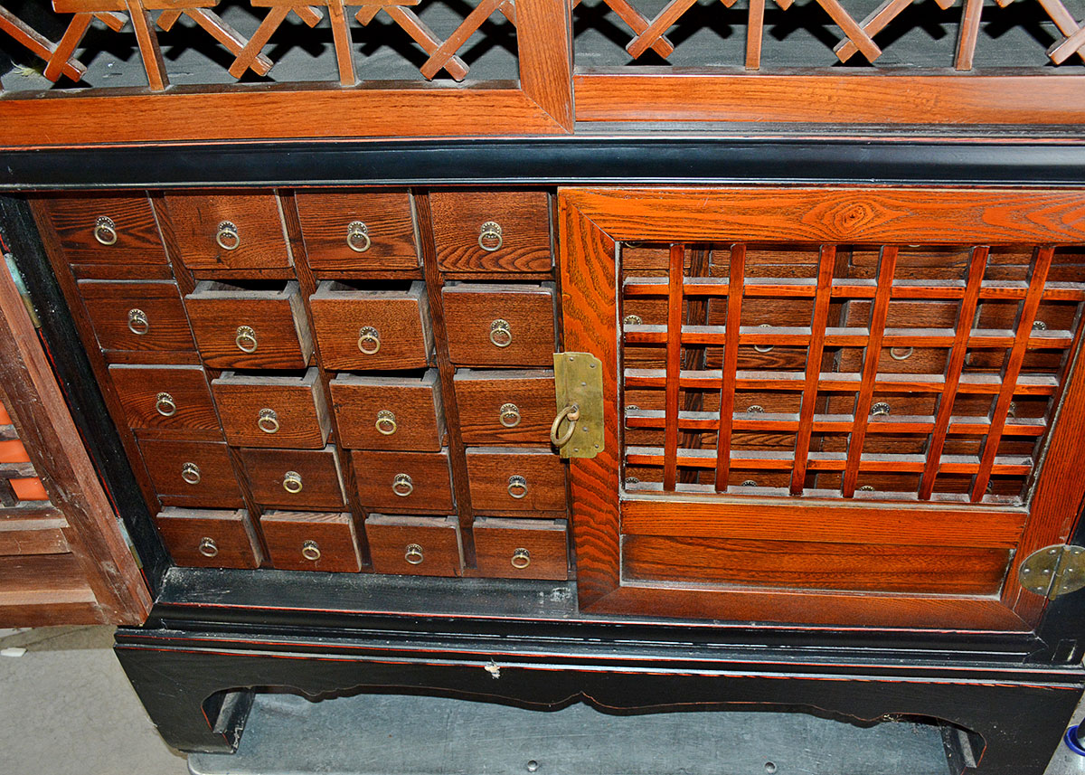 Oak Chinese Apothecary Cabinet