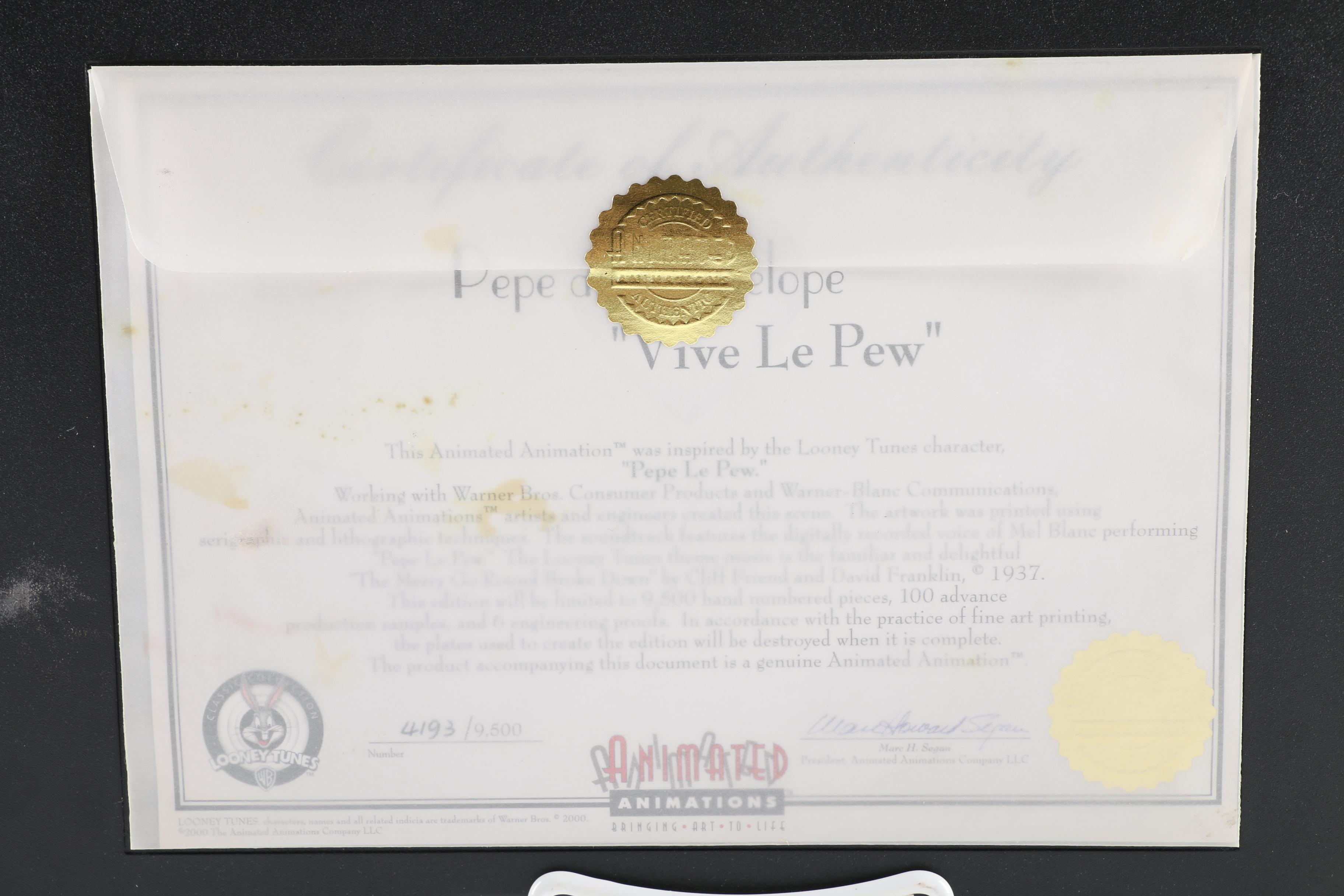 Limited Edition Animated Animations "Vive Le Pew"