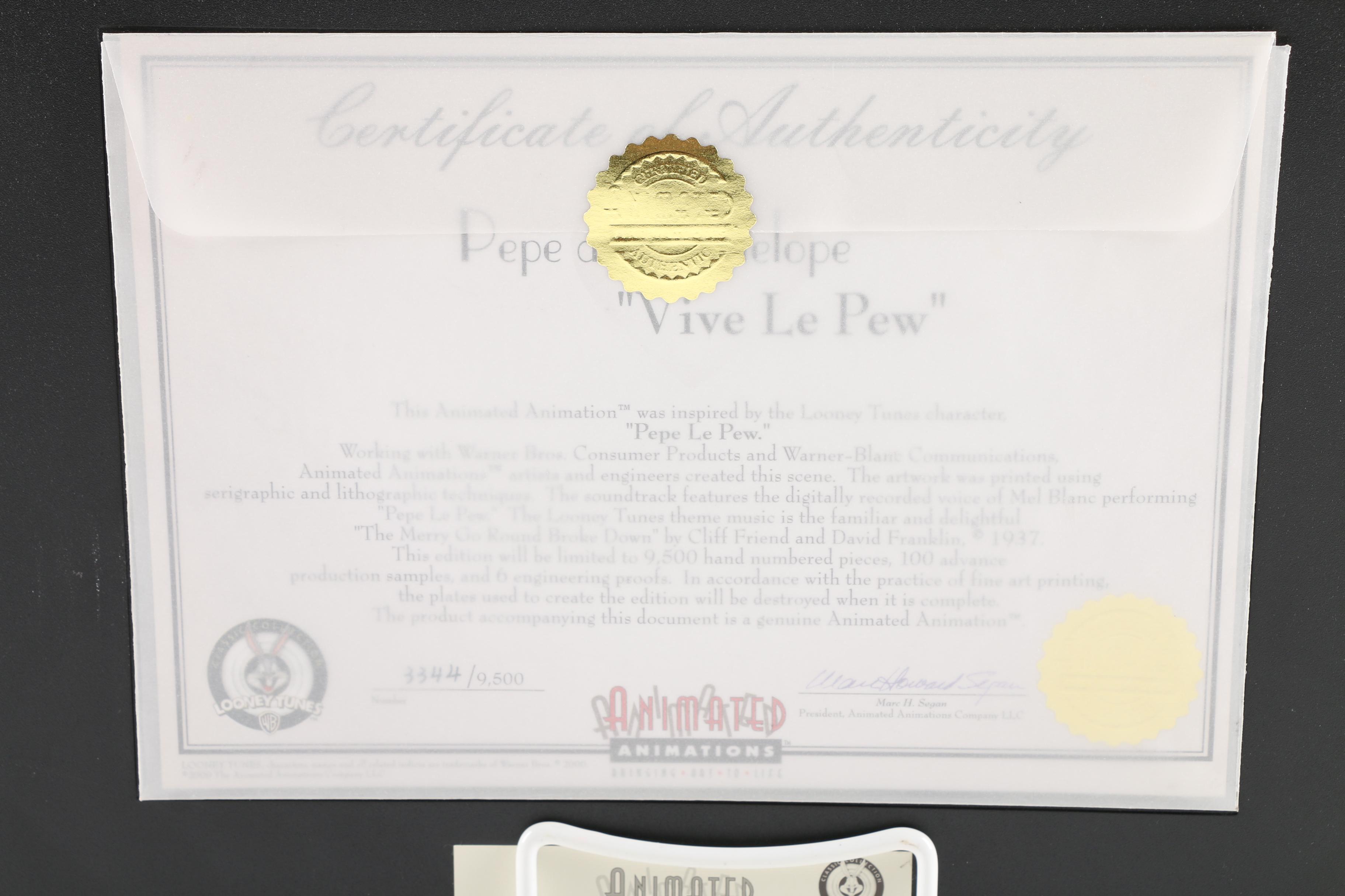 Animated Animations Limited Edition Layered Offset Lithograph "Vive Le Pew"