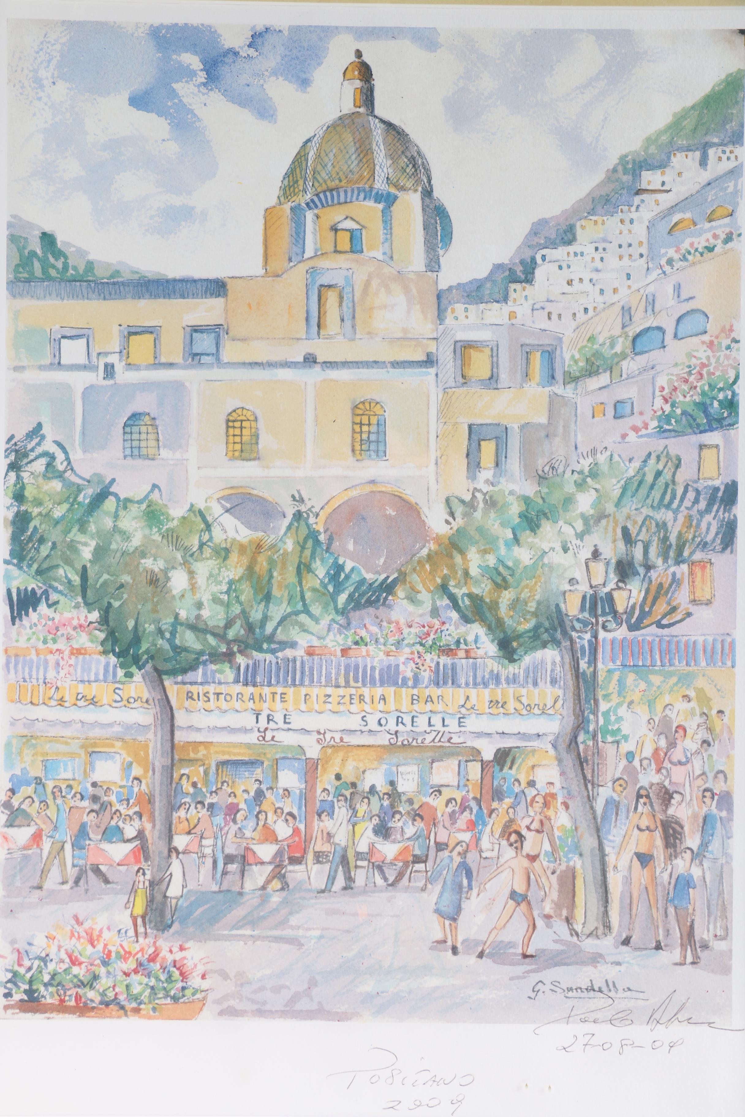 Offset Lithographs After G. Sundella "Positano"