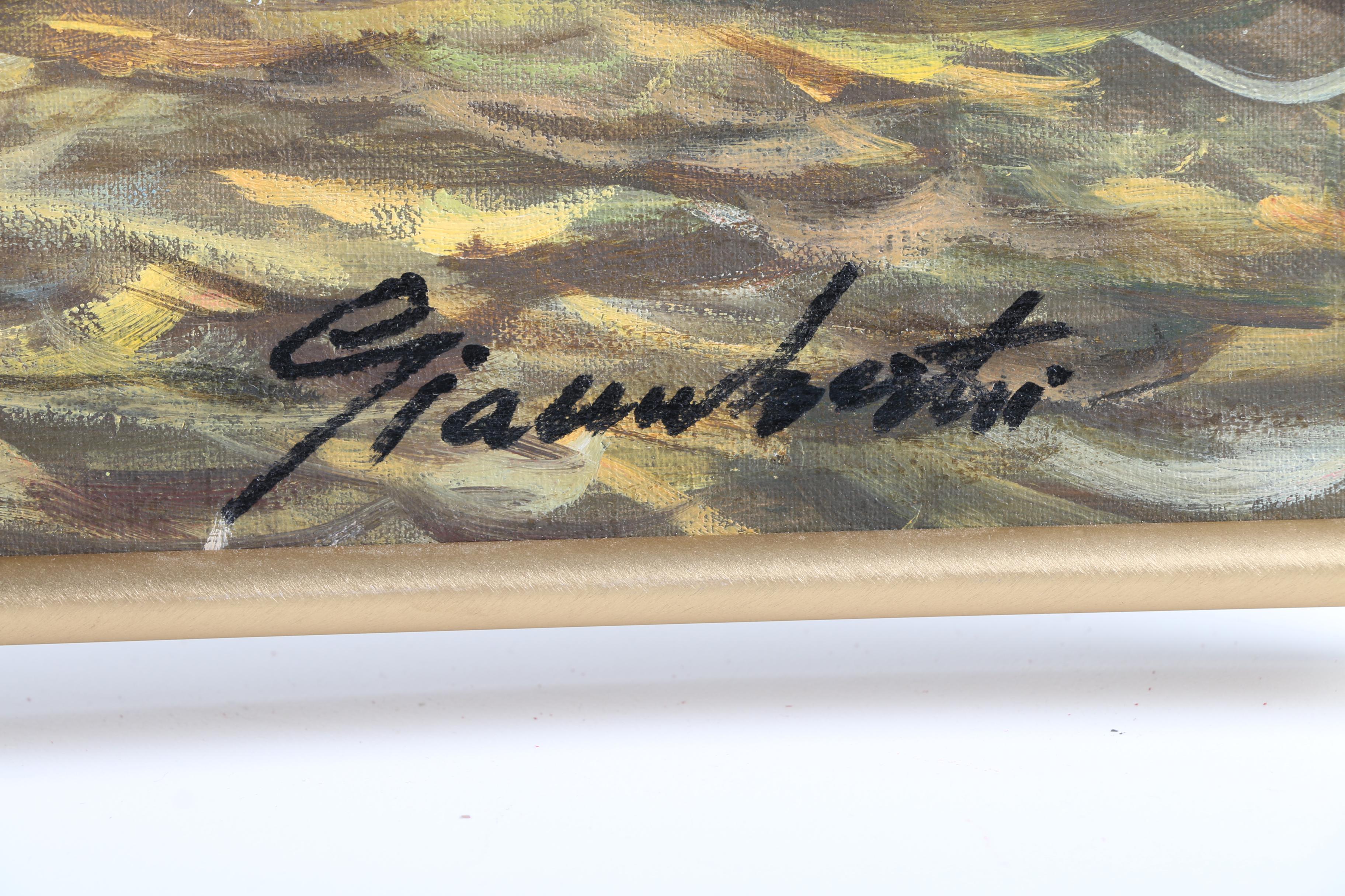 Oil on Canvas of Gondolas in Venice