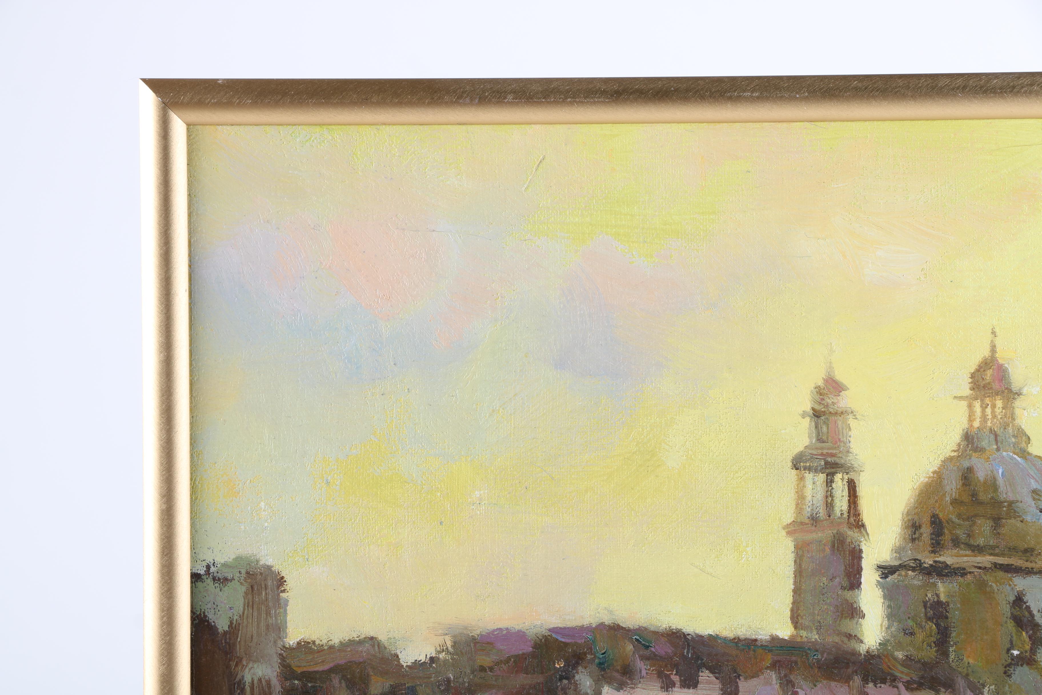 Oil on Canvas of Gondolas in Venice