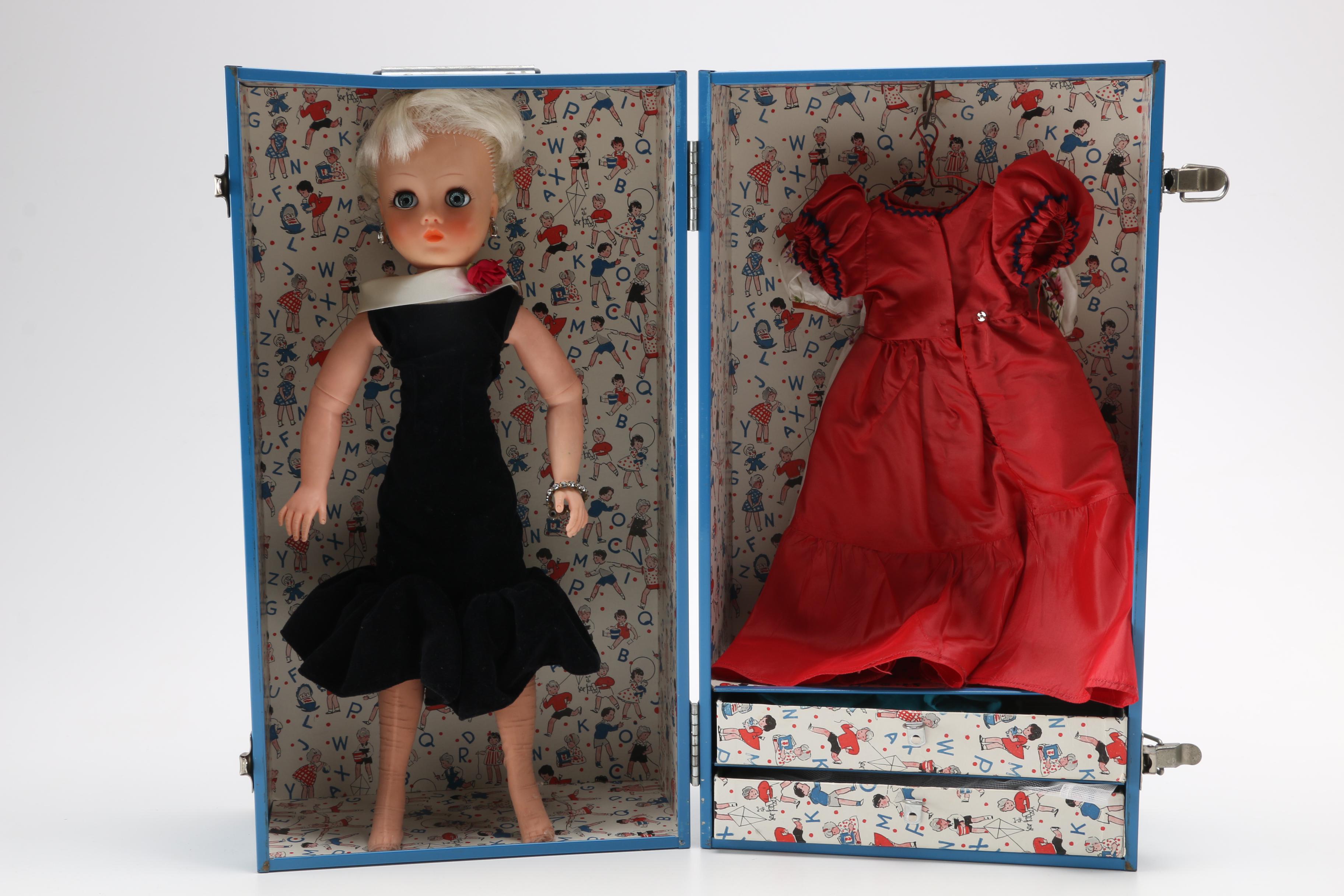 Vintage Horsman Cindy Doll and Wardrobe Case