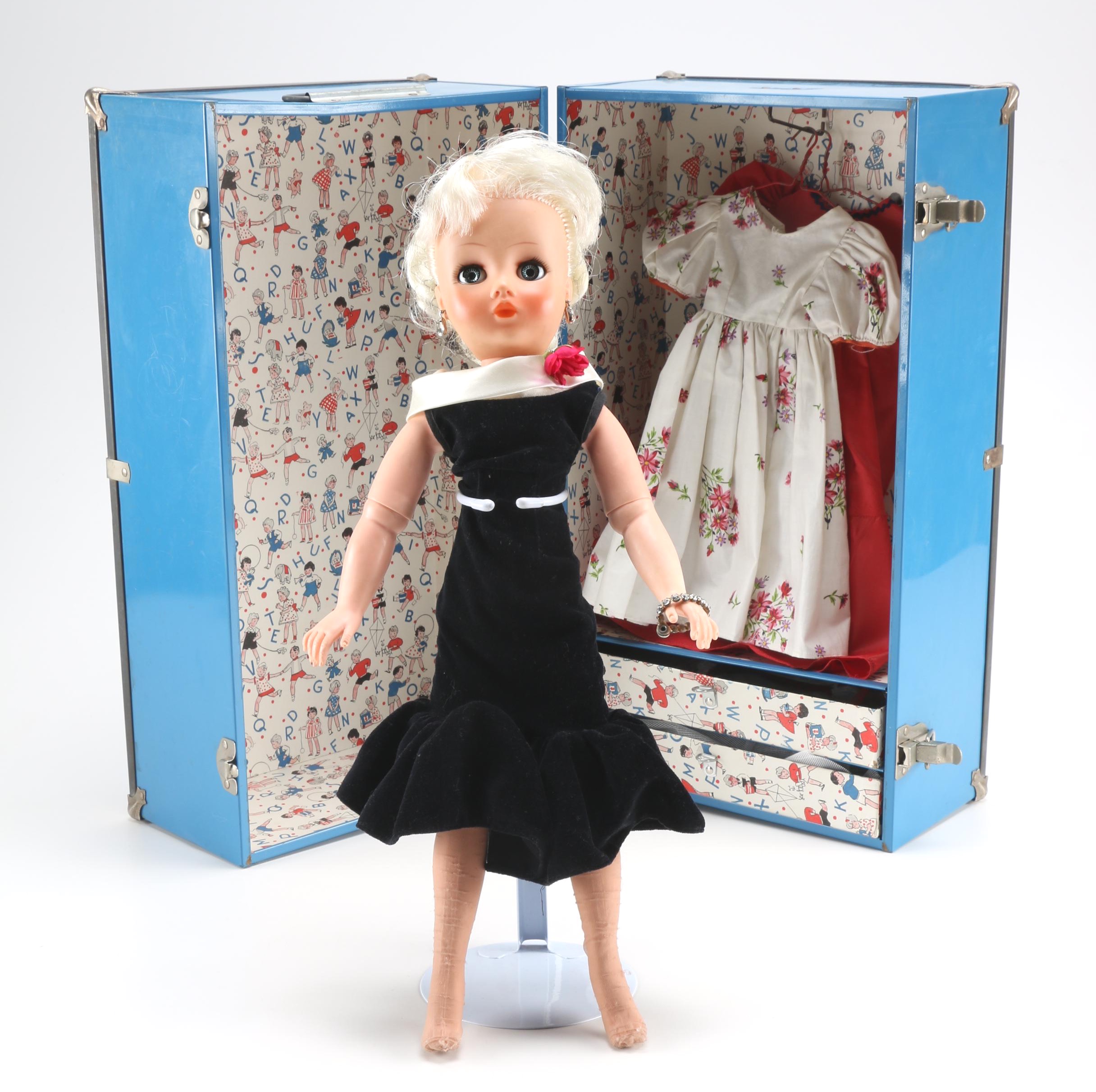Vintage Horsman Cindy Doll and Wardrobe Case
