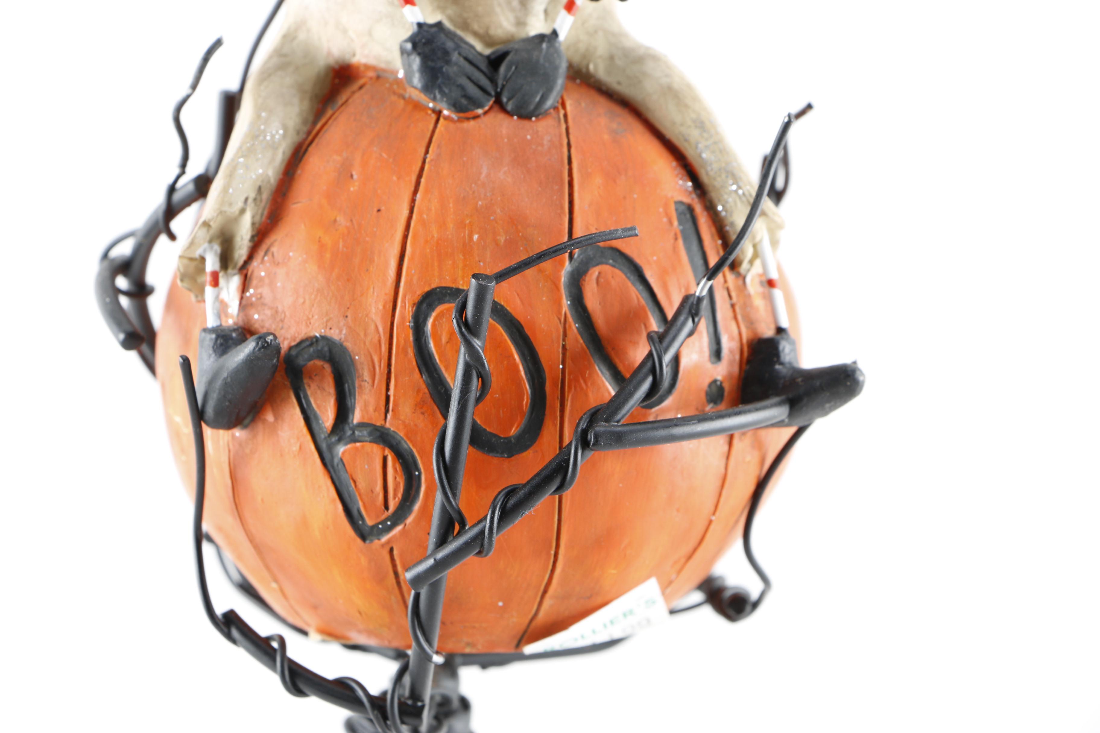 Wire Sculpture Jack-O-Lantern Figurines
