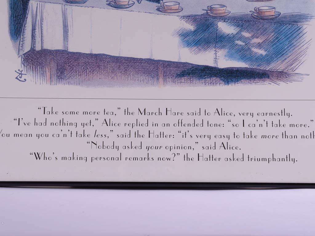 John Tennial Alice in Wonderland's 'The Mad Hatter's Tea Party" Offset Lithograph