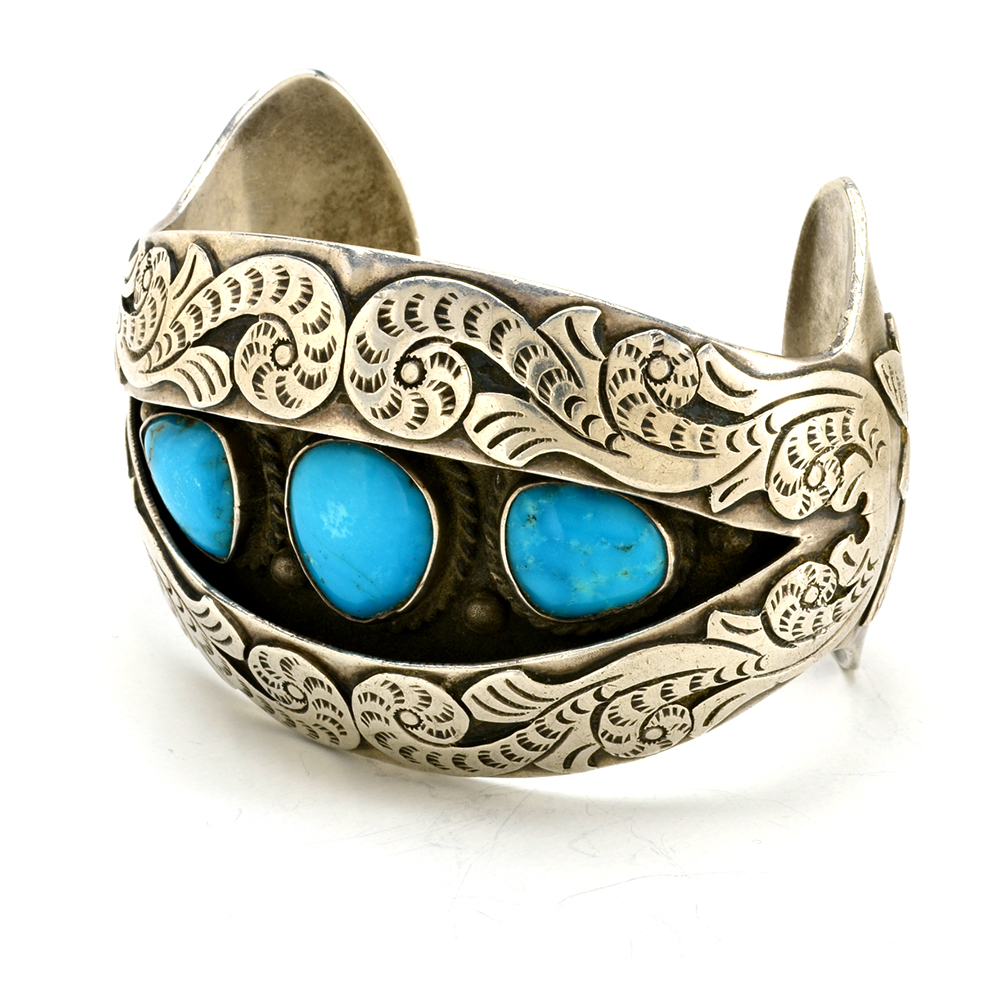 B. Nez Navajo Sterling Silver and Turquoise Cuff