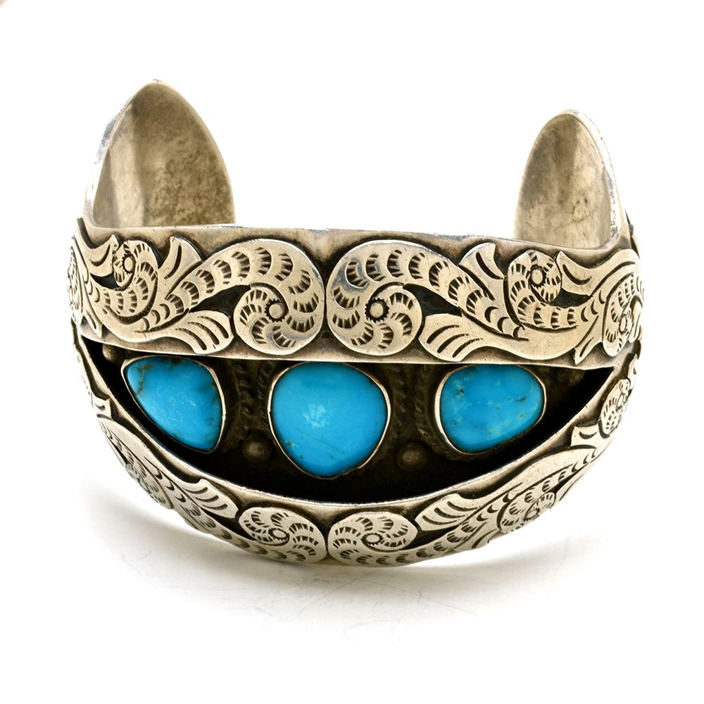 B. Nez Navajo Sterling Silver and Turquoise Cuff