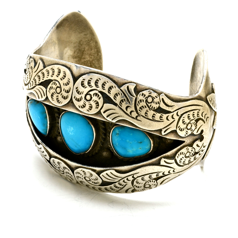B. Nez Navajo Sterling Silver and Turquoise Cuff