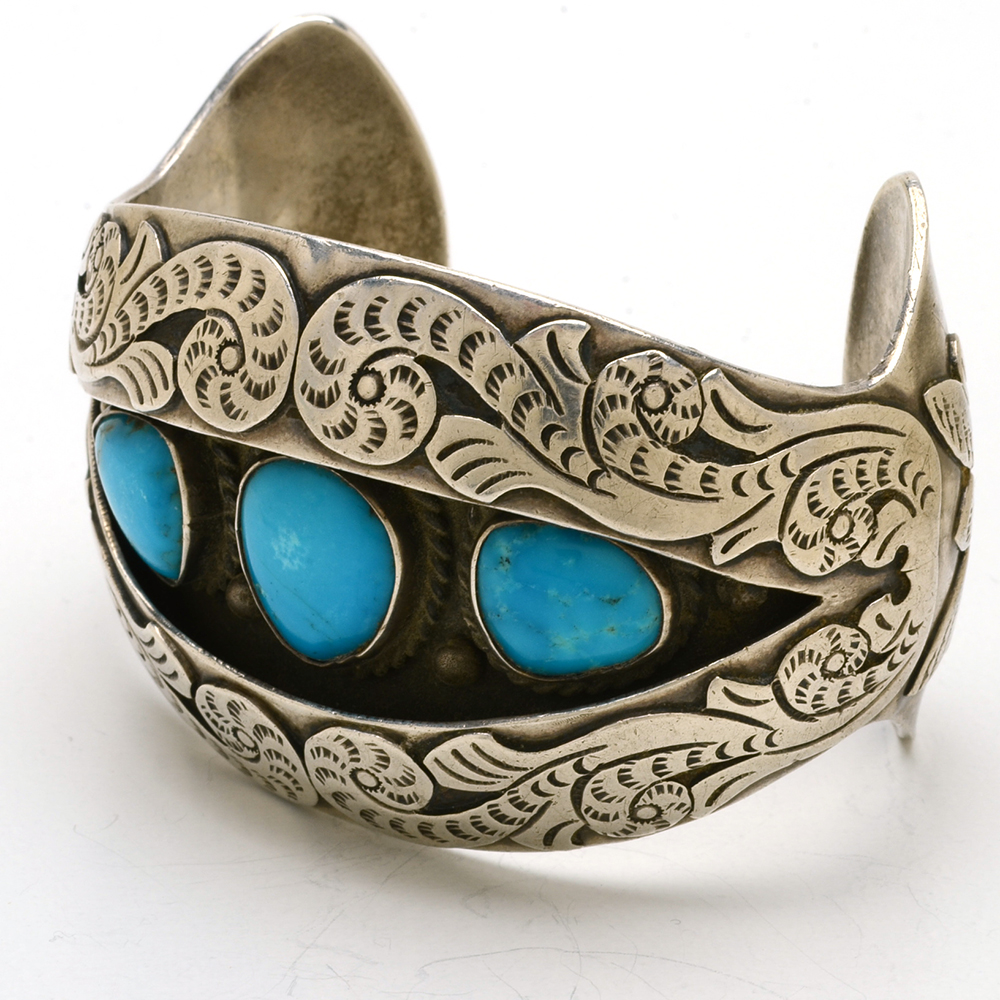 B. Nez Navajo Sterling Silver and Turquoise Cuff