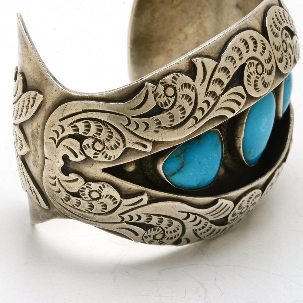 B. Nez Navajo Sterling Silver and Turquoise Cuff