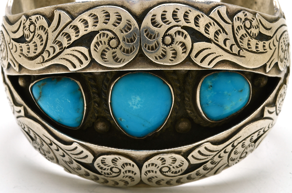 B. Nez Navajo Sterling Silver and Turquoise Cuff
