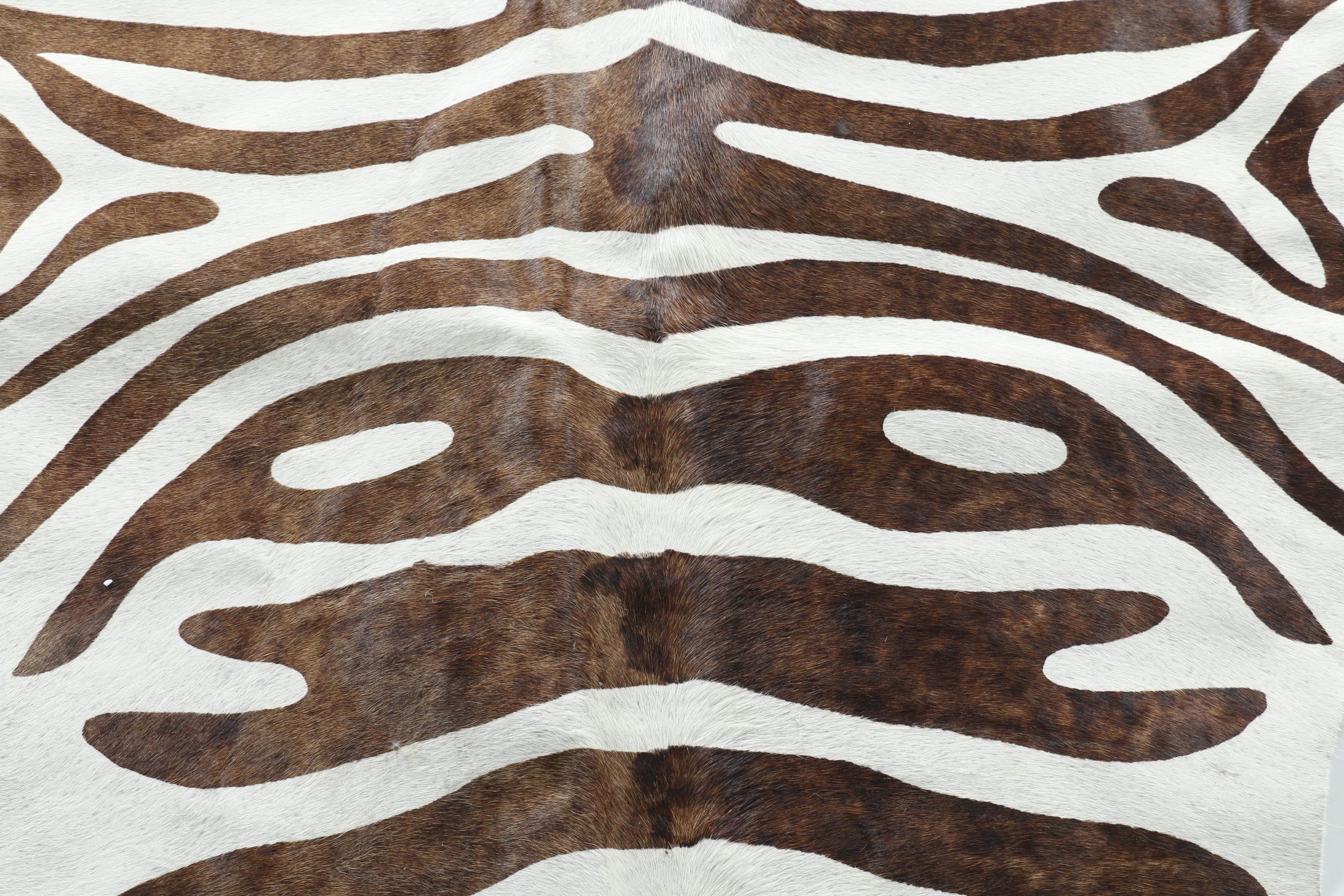 Zebra Print Cowhide Rug