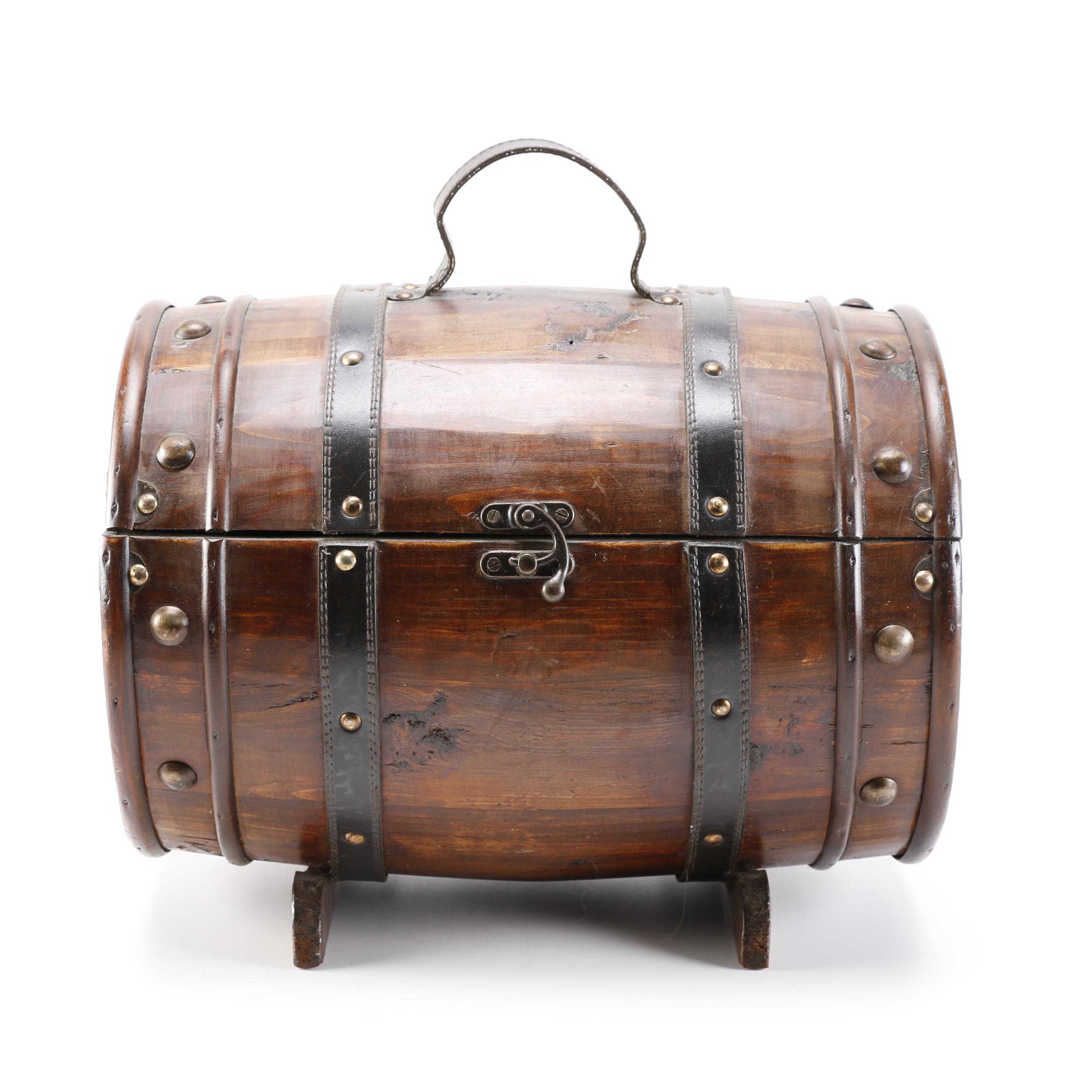 Small Wooden Barrel Chest