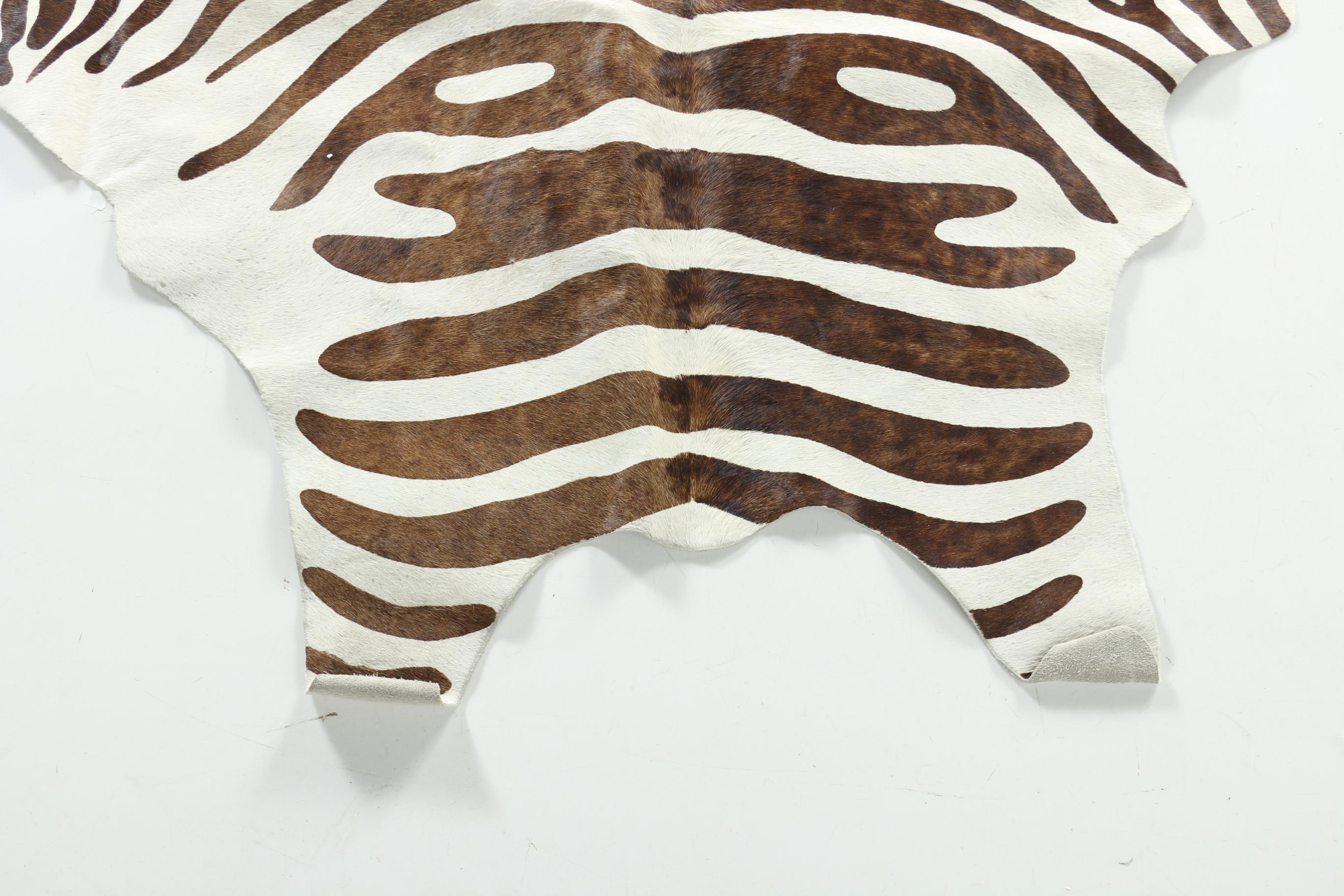 Zebra Print Cowhide Rug