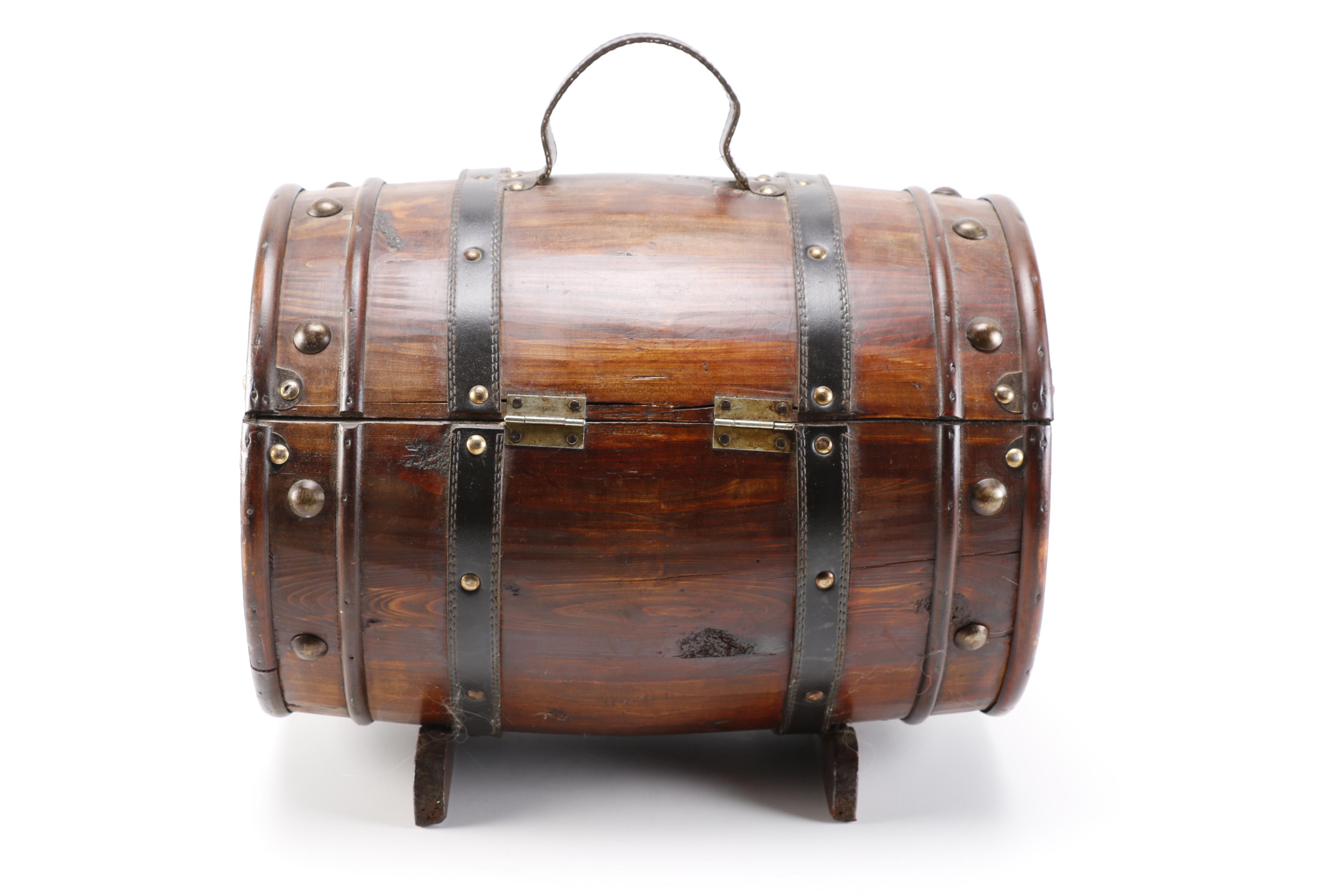 Small Wooden Barrel Chest