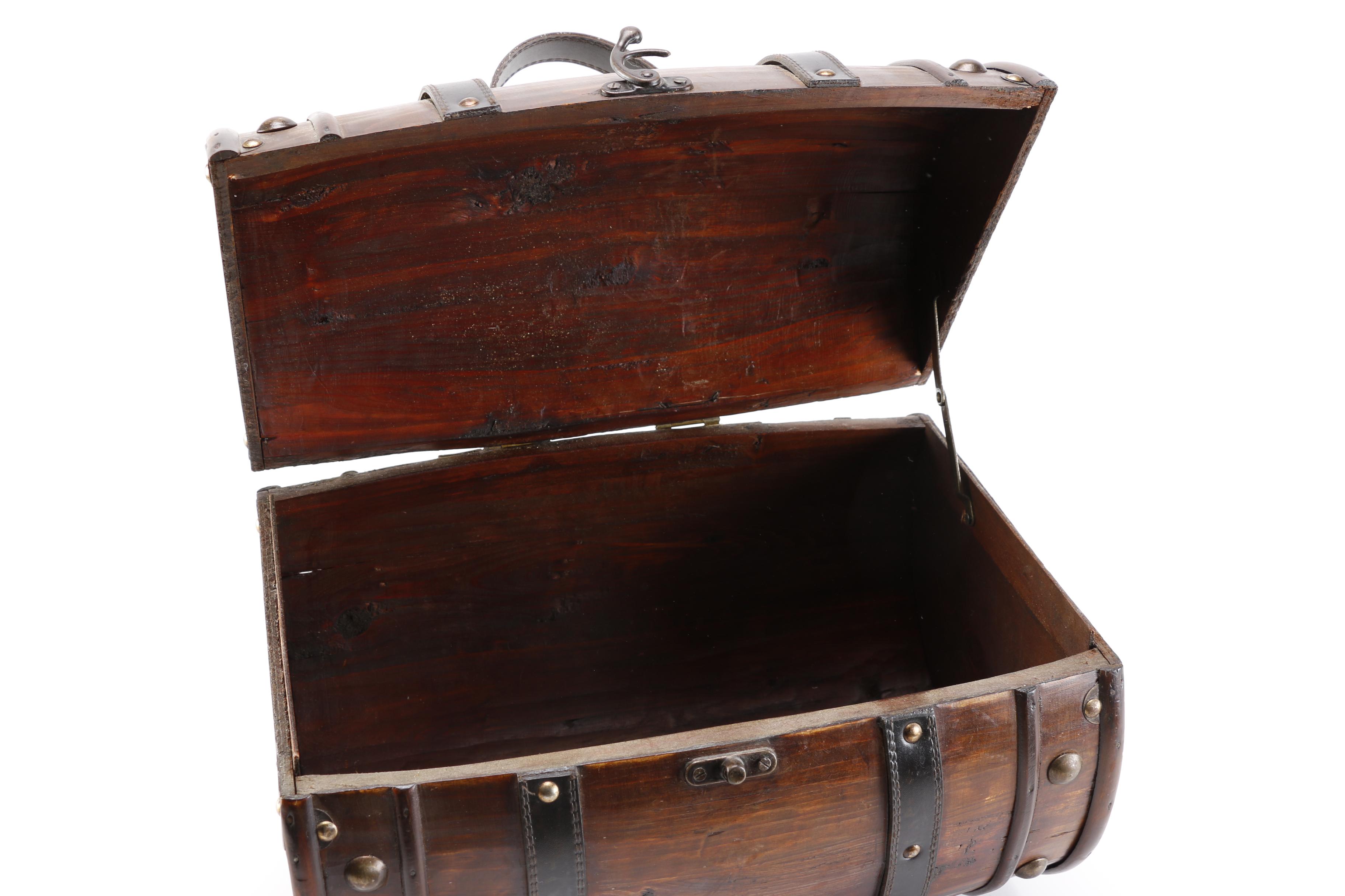 Small Wooden Barrel Chest