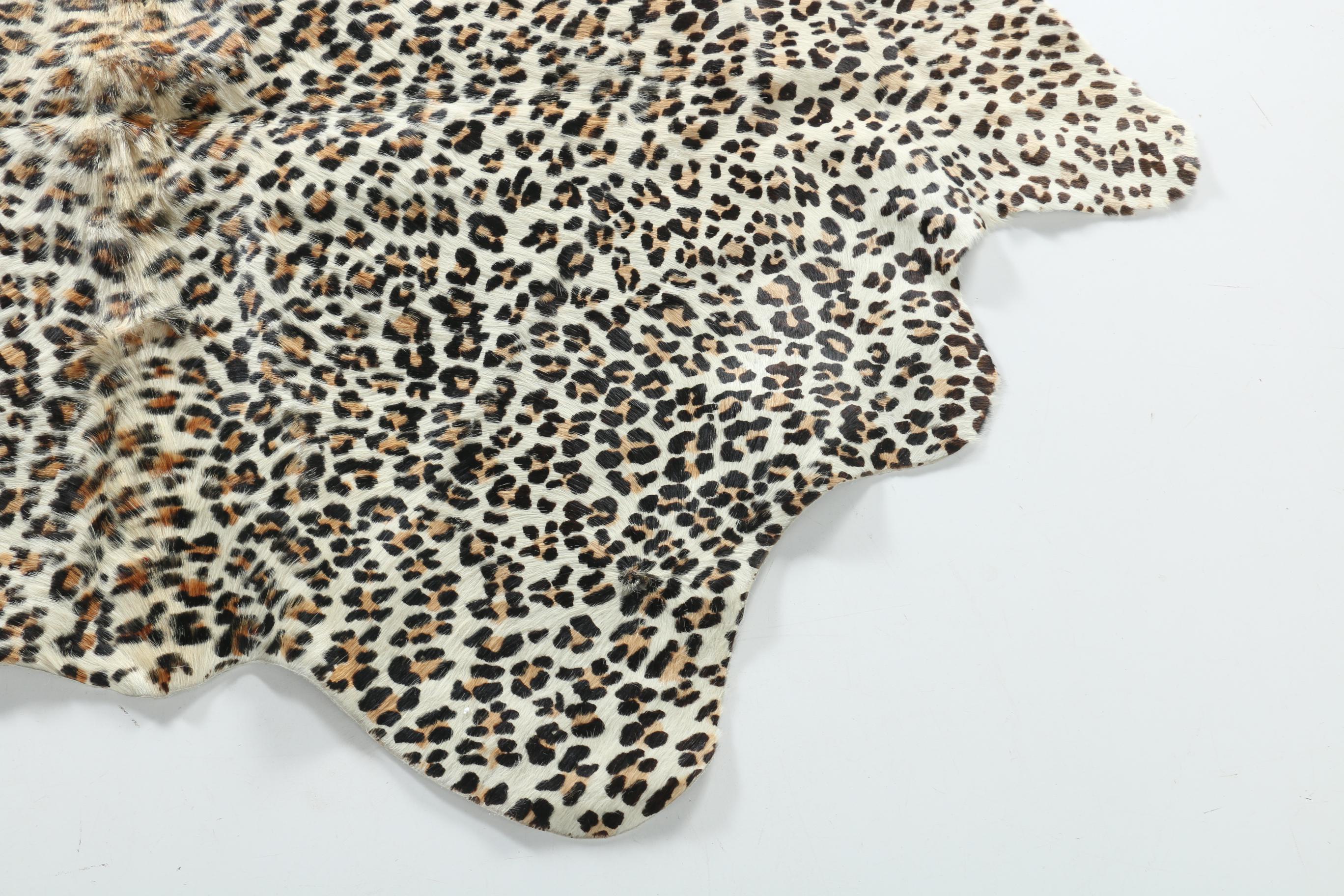 Leopard Print Cowhide Area Rug