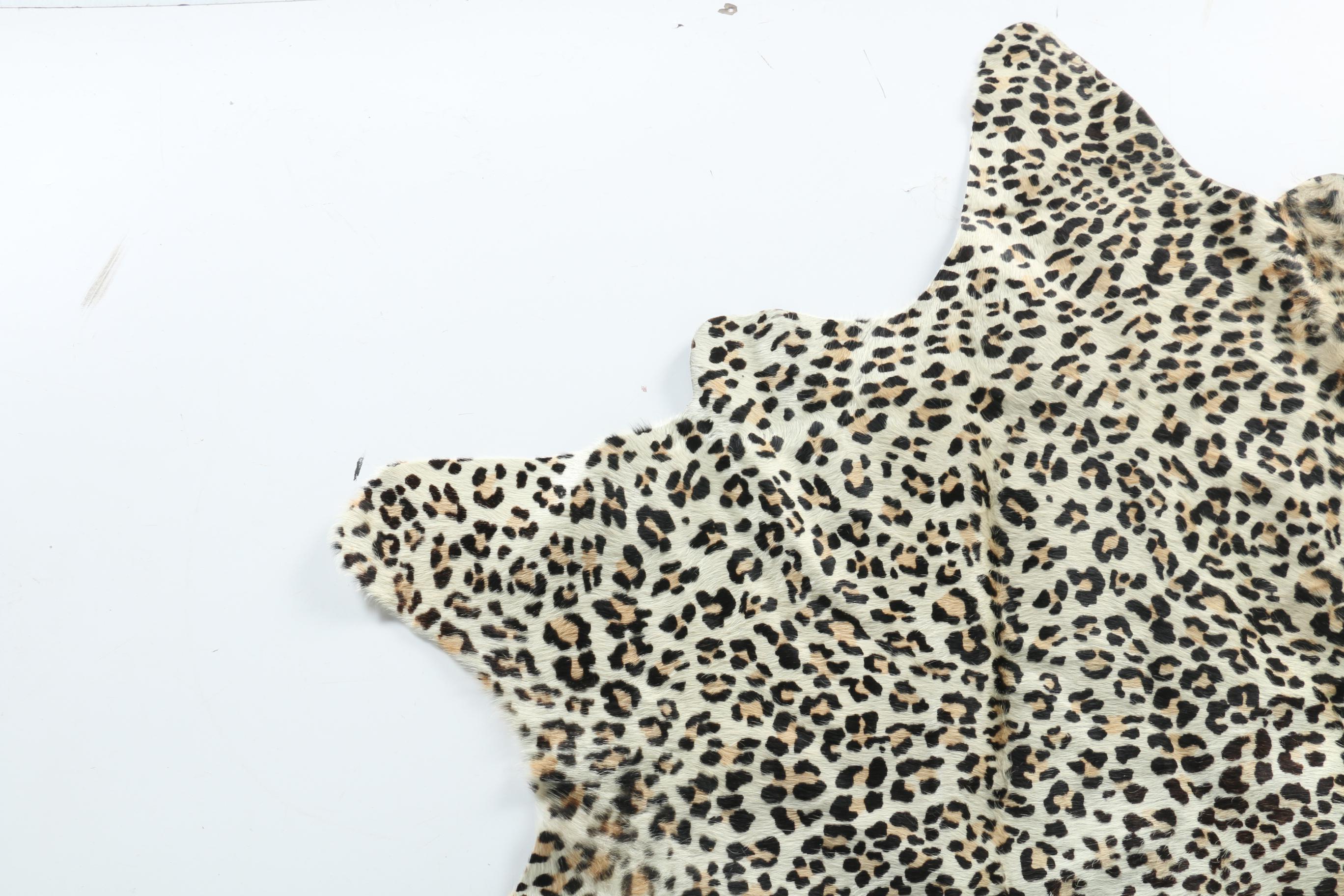 Leopard Print Cowhide Area Rug