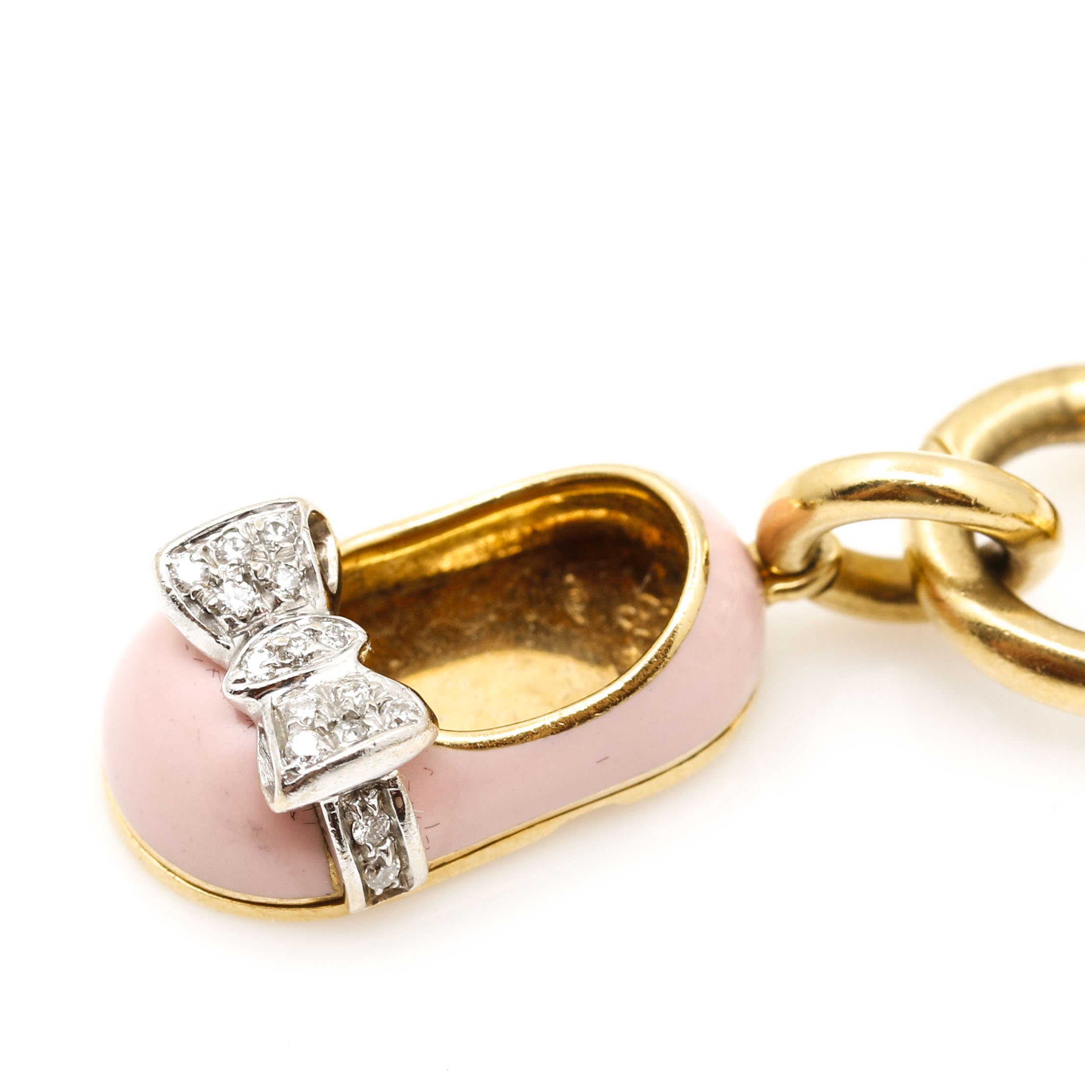 Aaron Basha 18K Yellow Gold Diamond Shoe Charm Bracelet