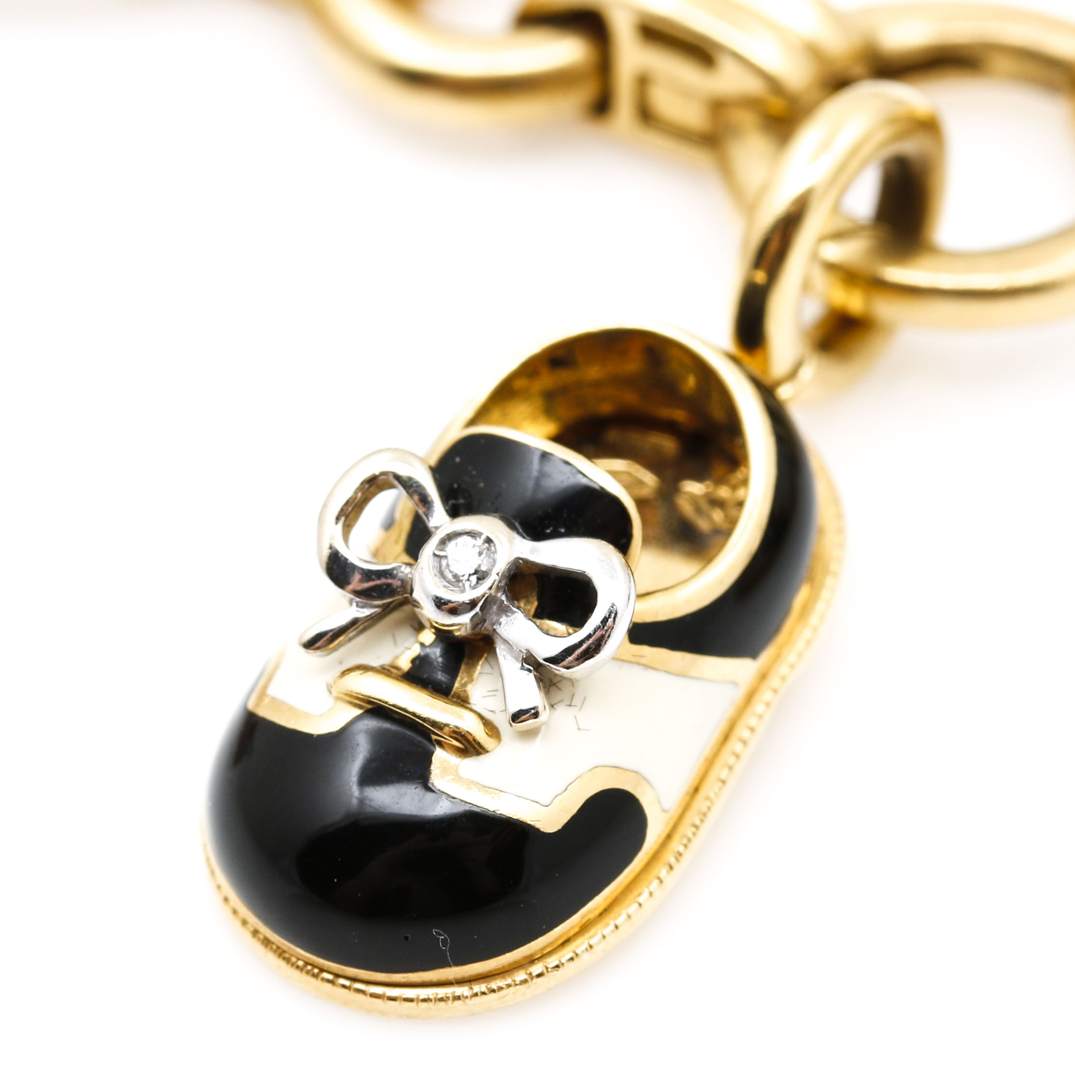 Aaron Basha 18K Yellow Gold Diamond Shoe Charm Bracelet