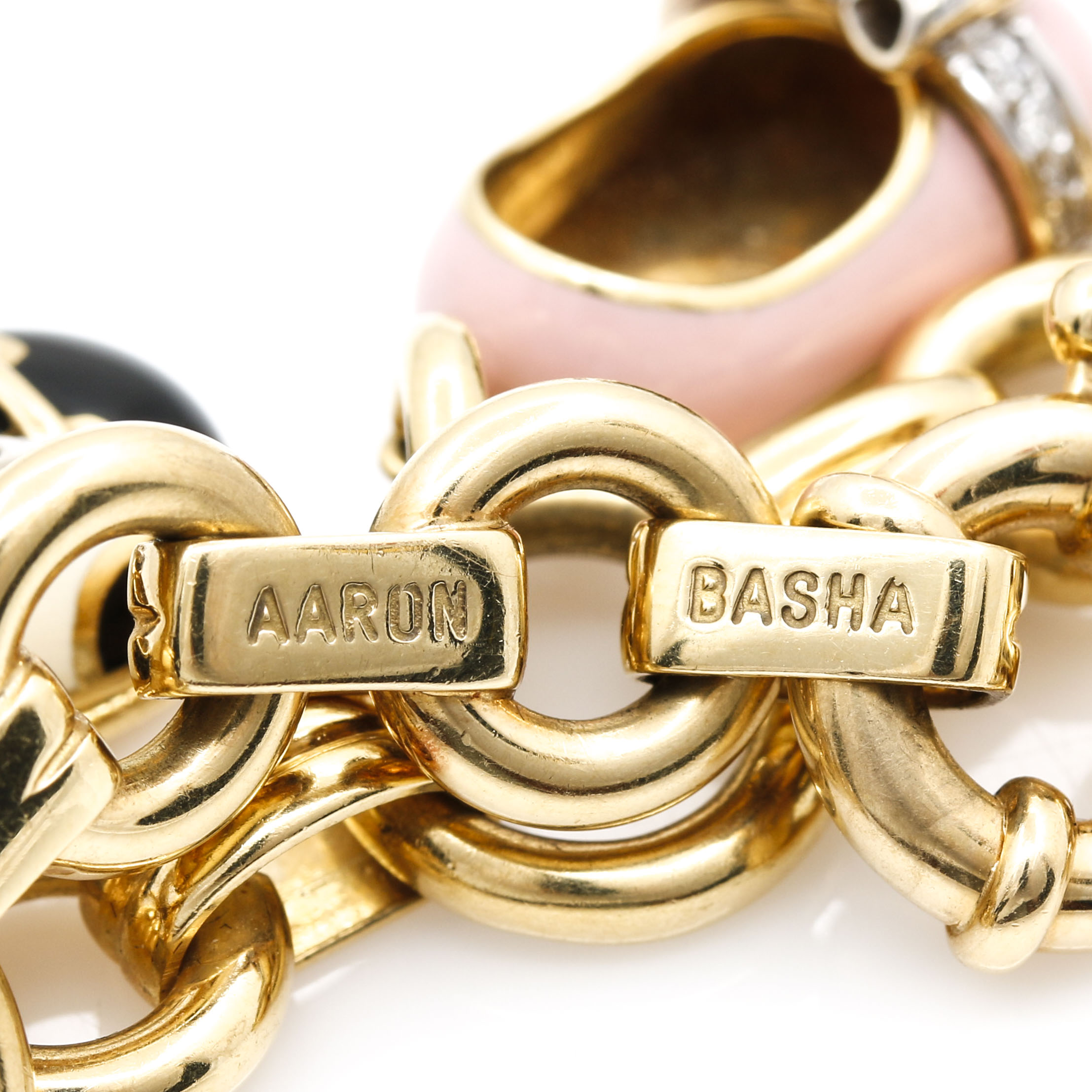 Aaron Basha 18K Yellow Gold Diamond Shoe Charm Bracelet