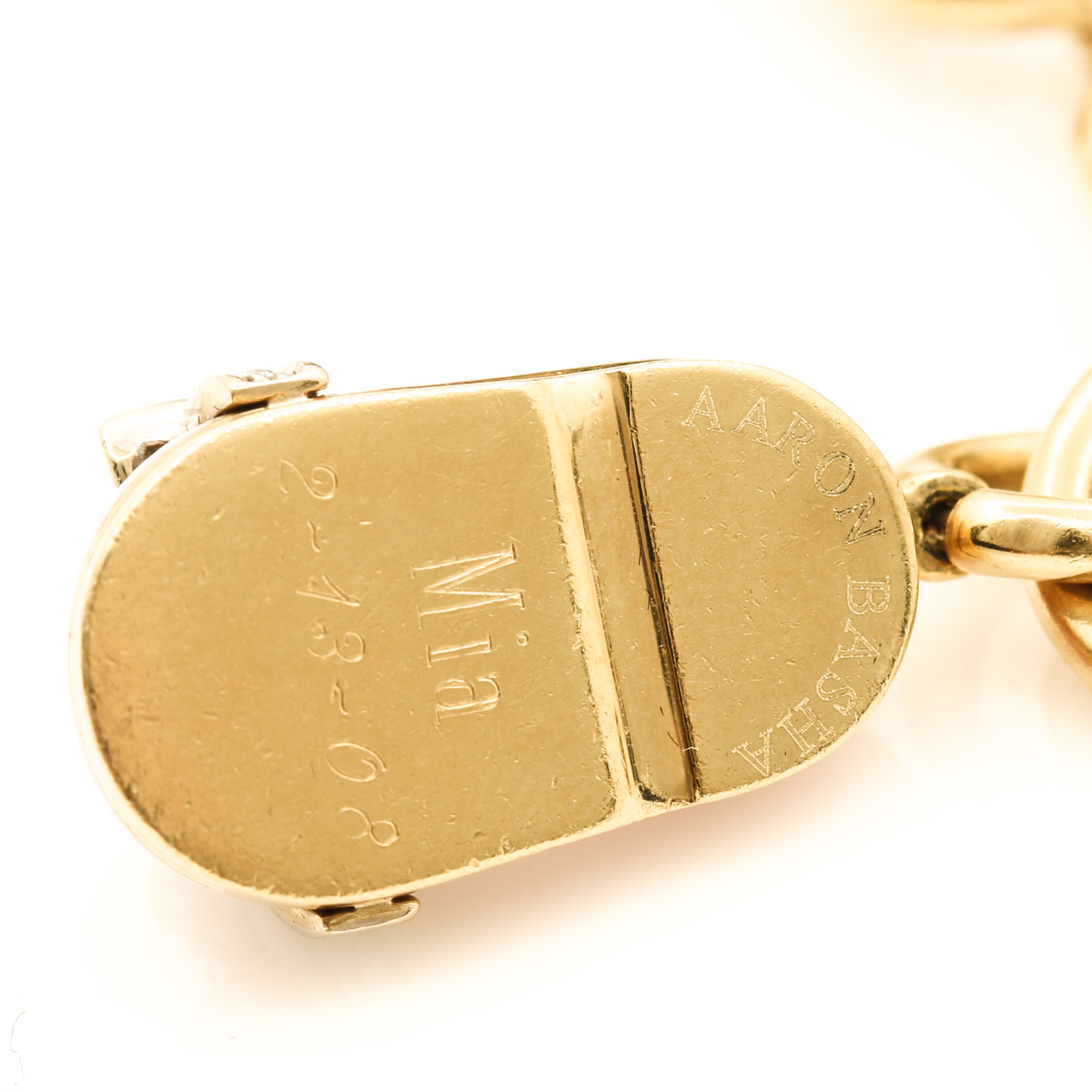 Aaron Basha 18K Yellow Gold Diamond Shoe Charm Bracelet