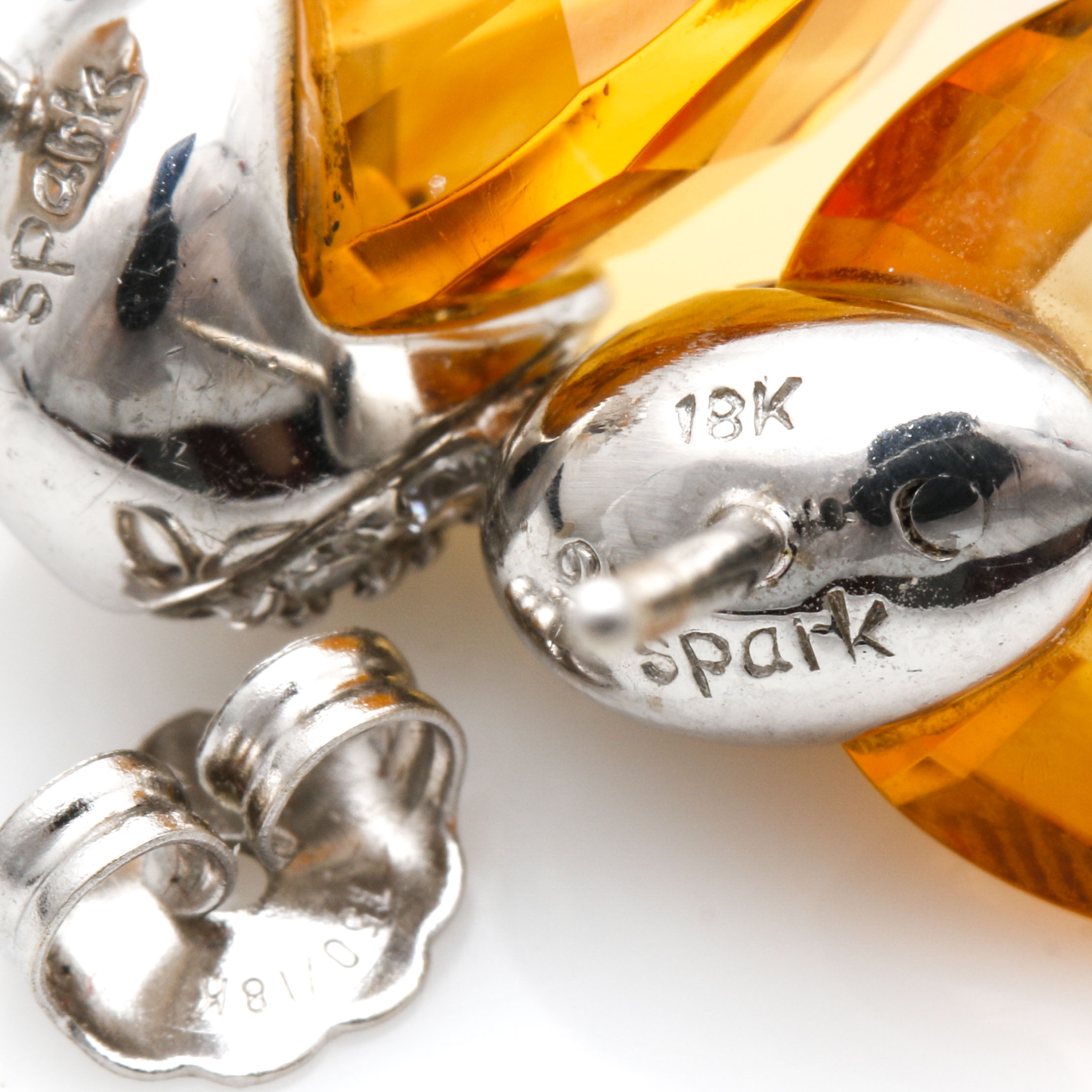 18K White Gold Citrine and Diamond Earrings