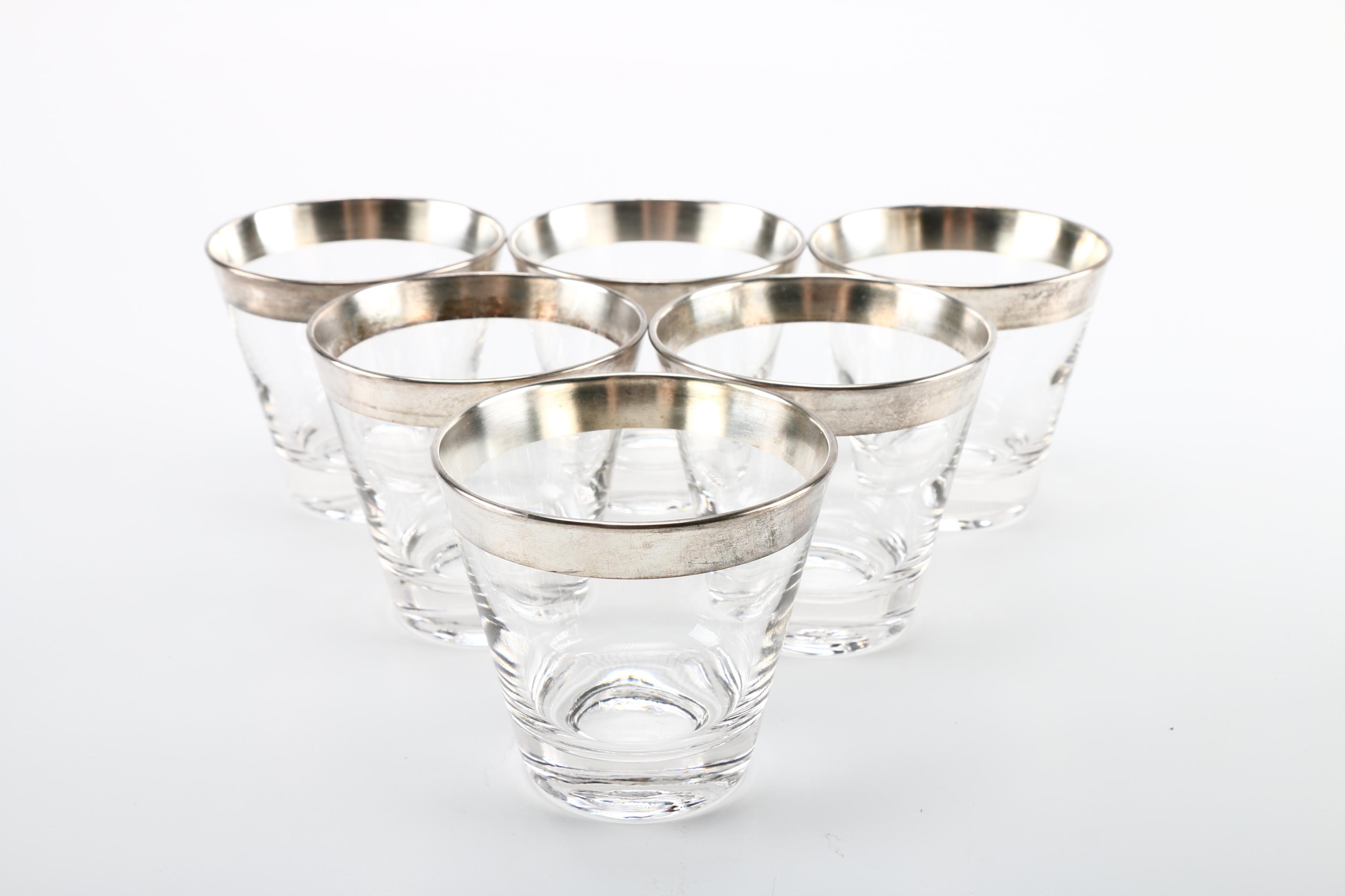 Metal Rimmed Cocktail Glass Set