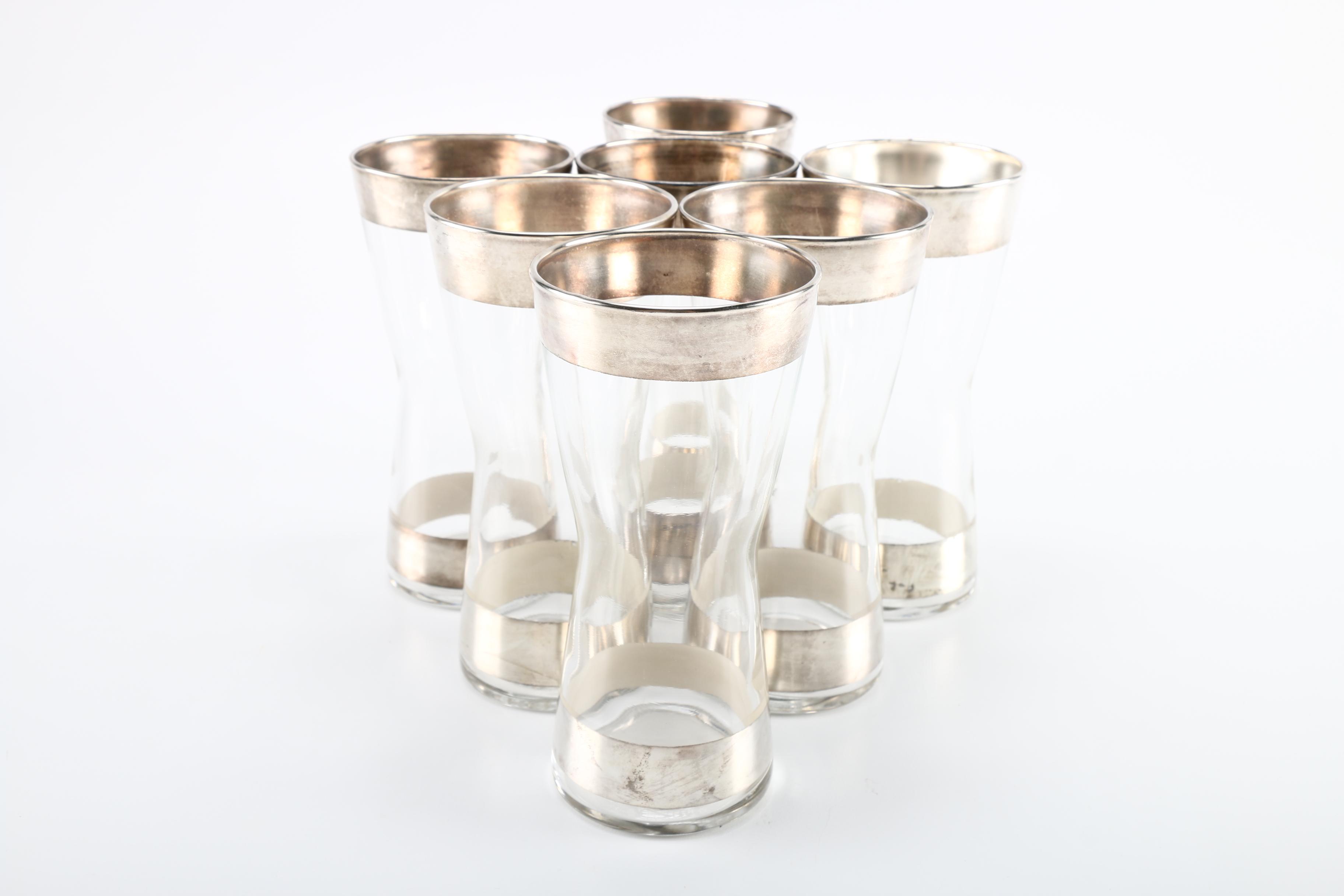 Metal Rimmed Cocktail Glass Set