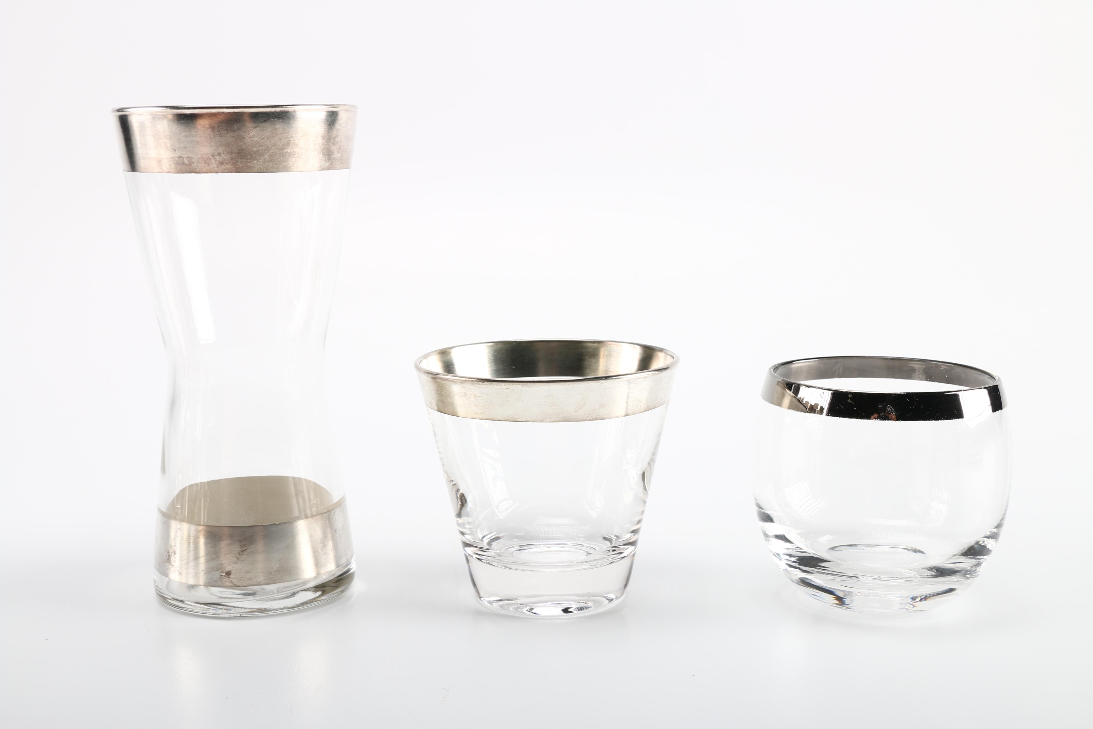 Metal Rimmed Cocktail Glass Set