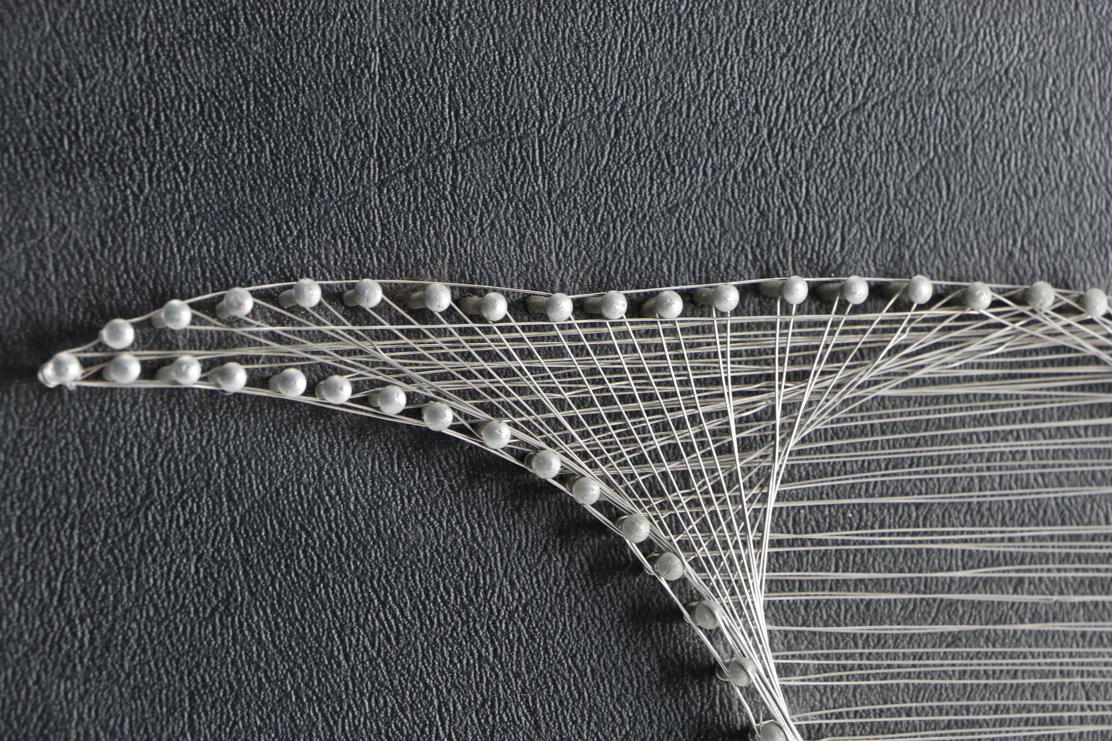 Wire on Leather Canvas of Seagull and Penny-Farthing Bicycle