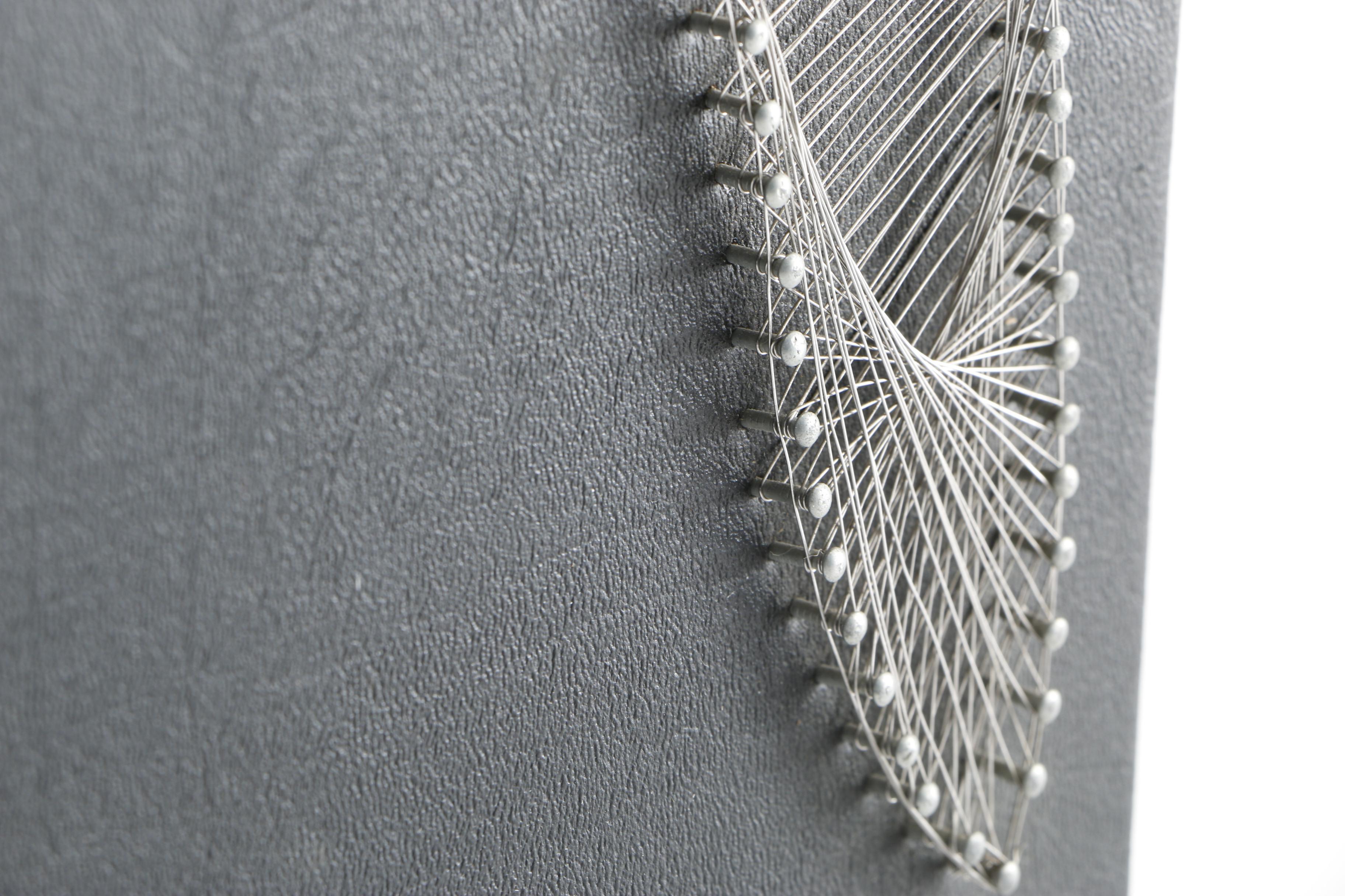 Wire on Leather Canvas of Seagull and Penny-Farthing Bicycle