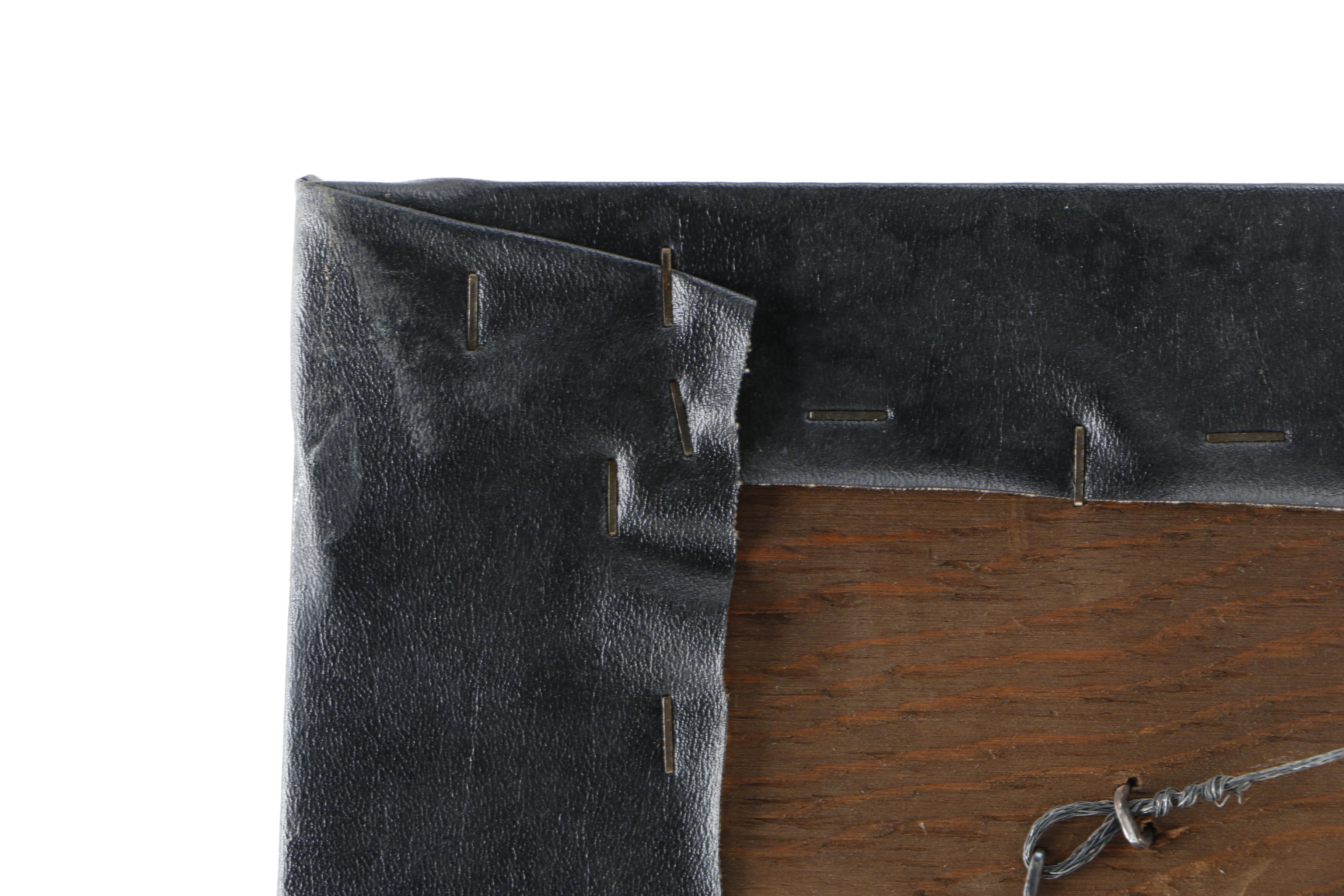 Wire on Leather Canvas of Seagull and Penny-Farthing Bicycle