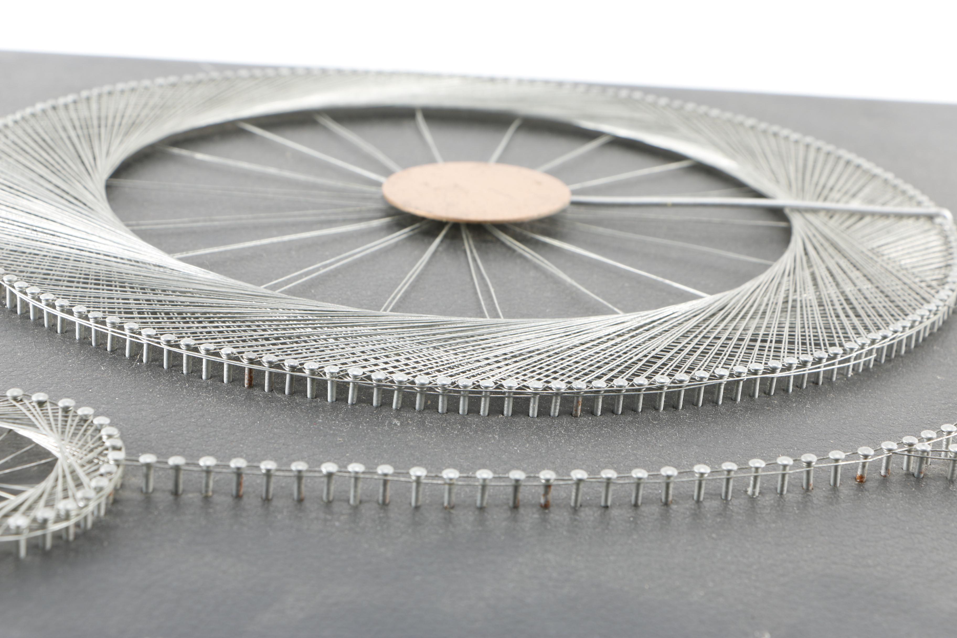 Wire on Leather Canvas of Seagull and Penny-Farthing Bicycle