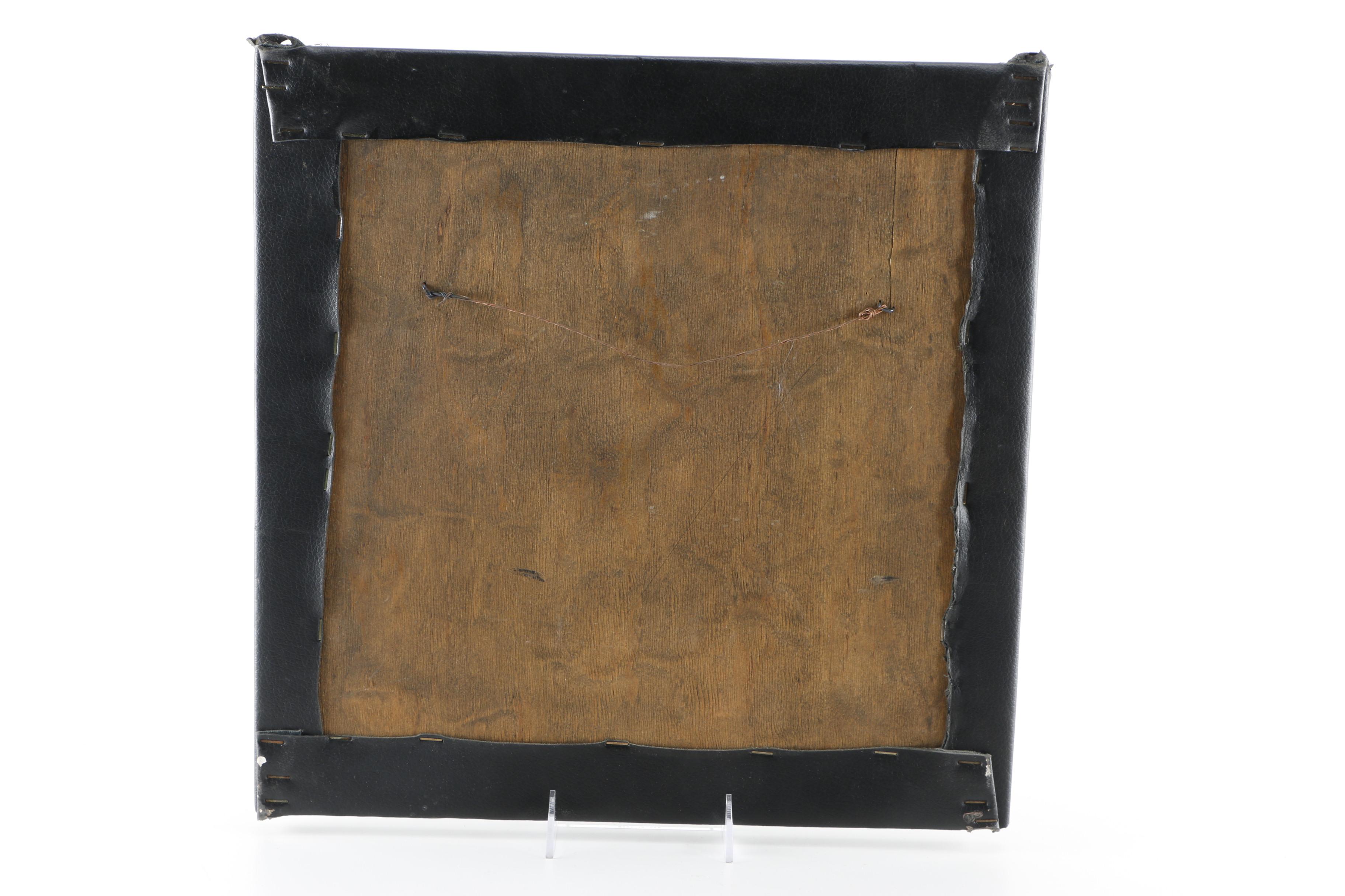 Wire on Leather Canvas of Seagull and Penny-Farthing Bicycle