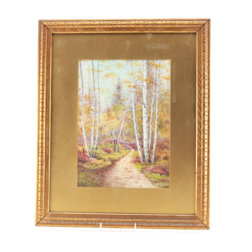 E. L. Thurlow Original Watercolor of Forest Trail