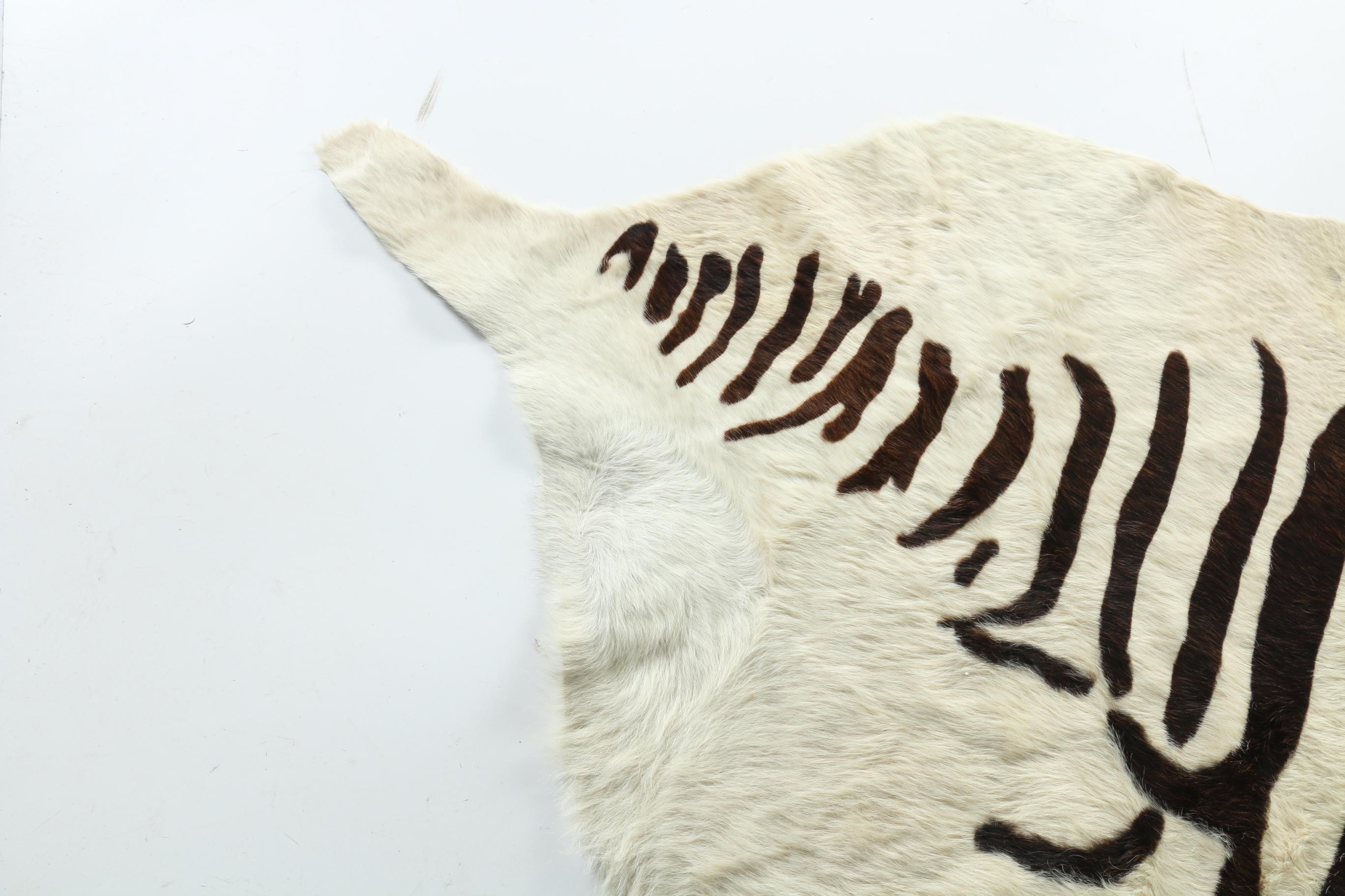 Zebra Print Cowhide Rug