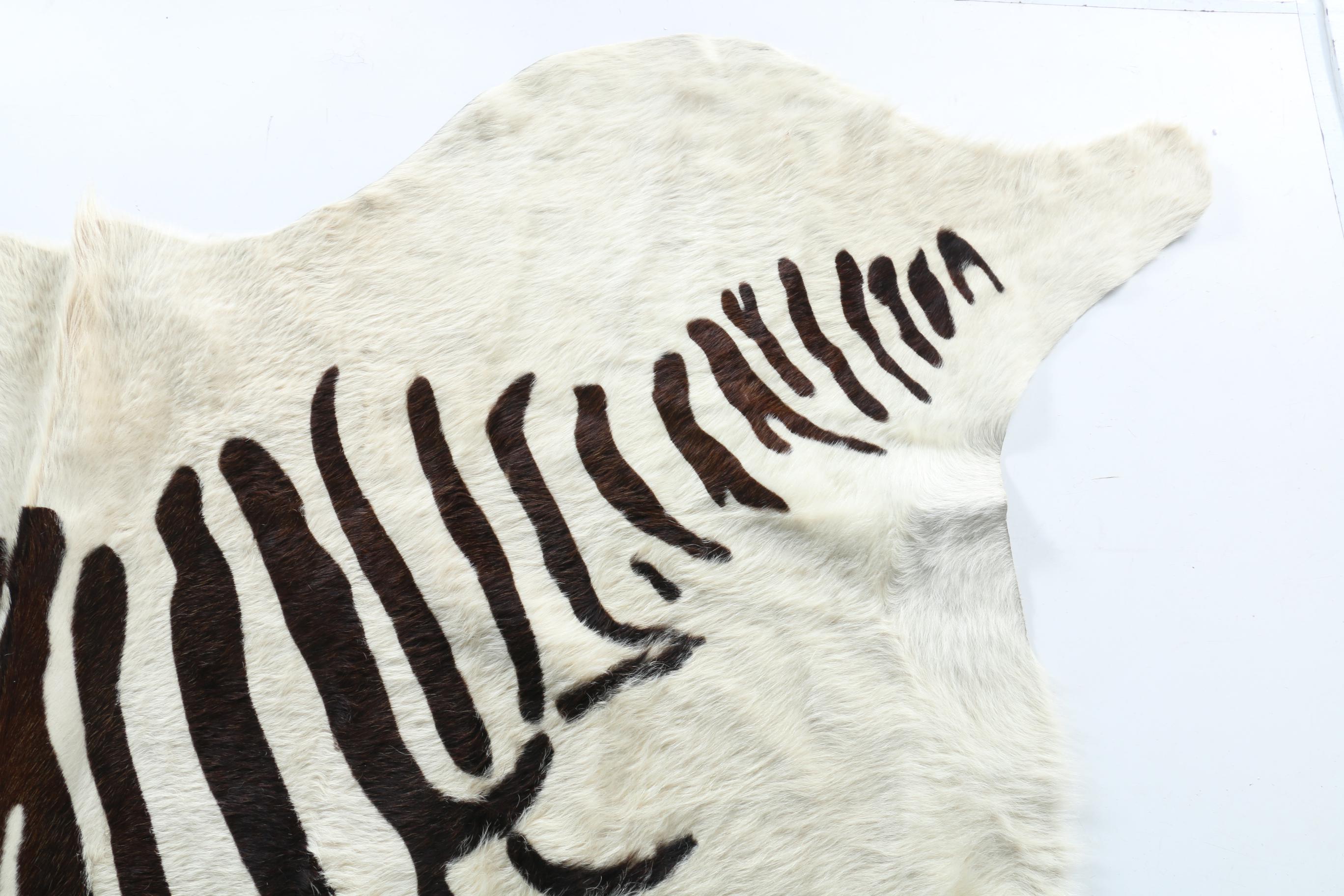 Zebra Print Cowhide Rug