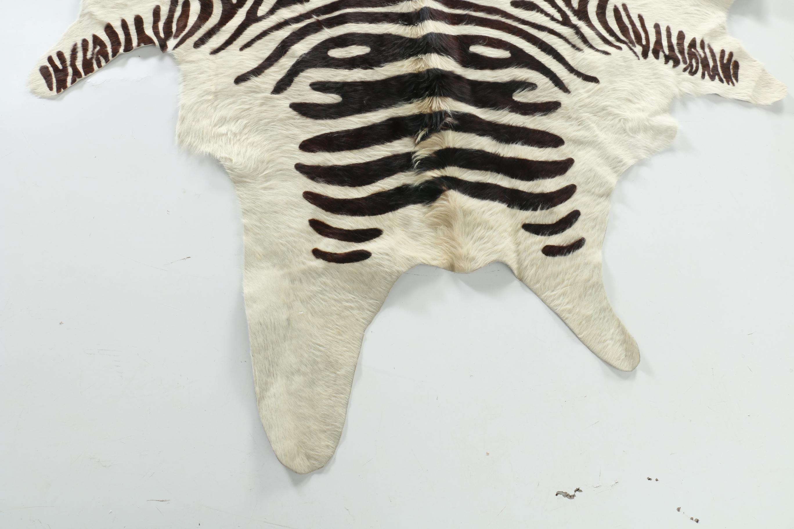Zebra Print Cowhide Rug