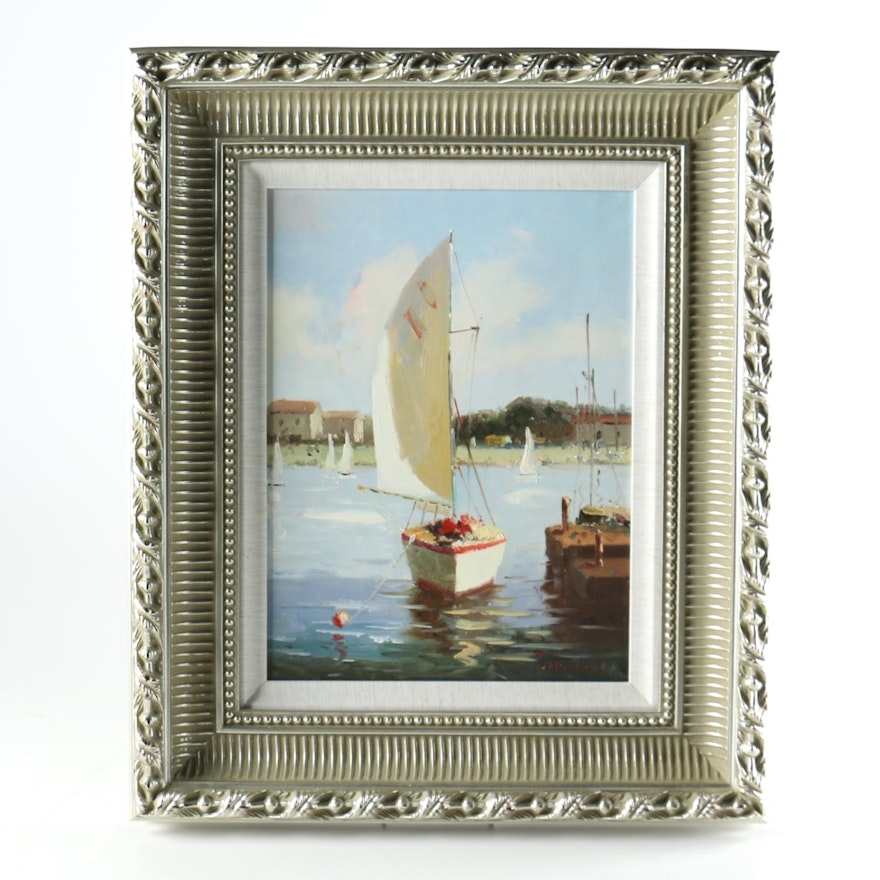 Oil on Canvas of Sailboat